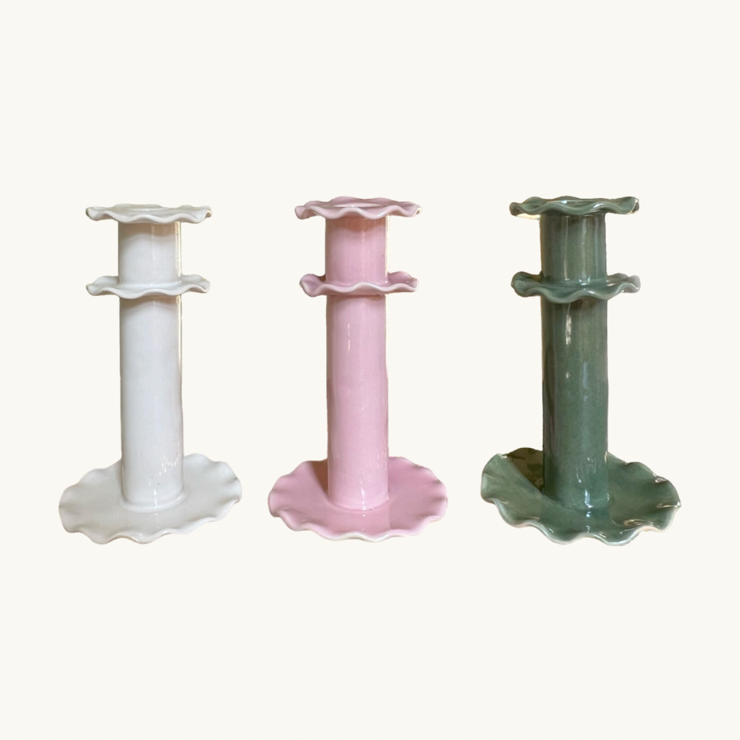 Pink Frilled Candlestick (Tall)