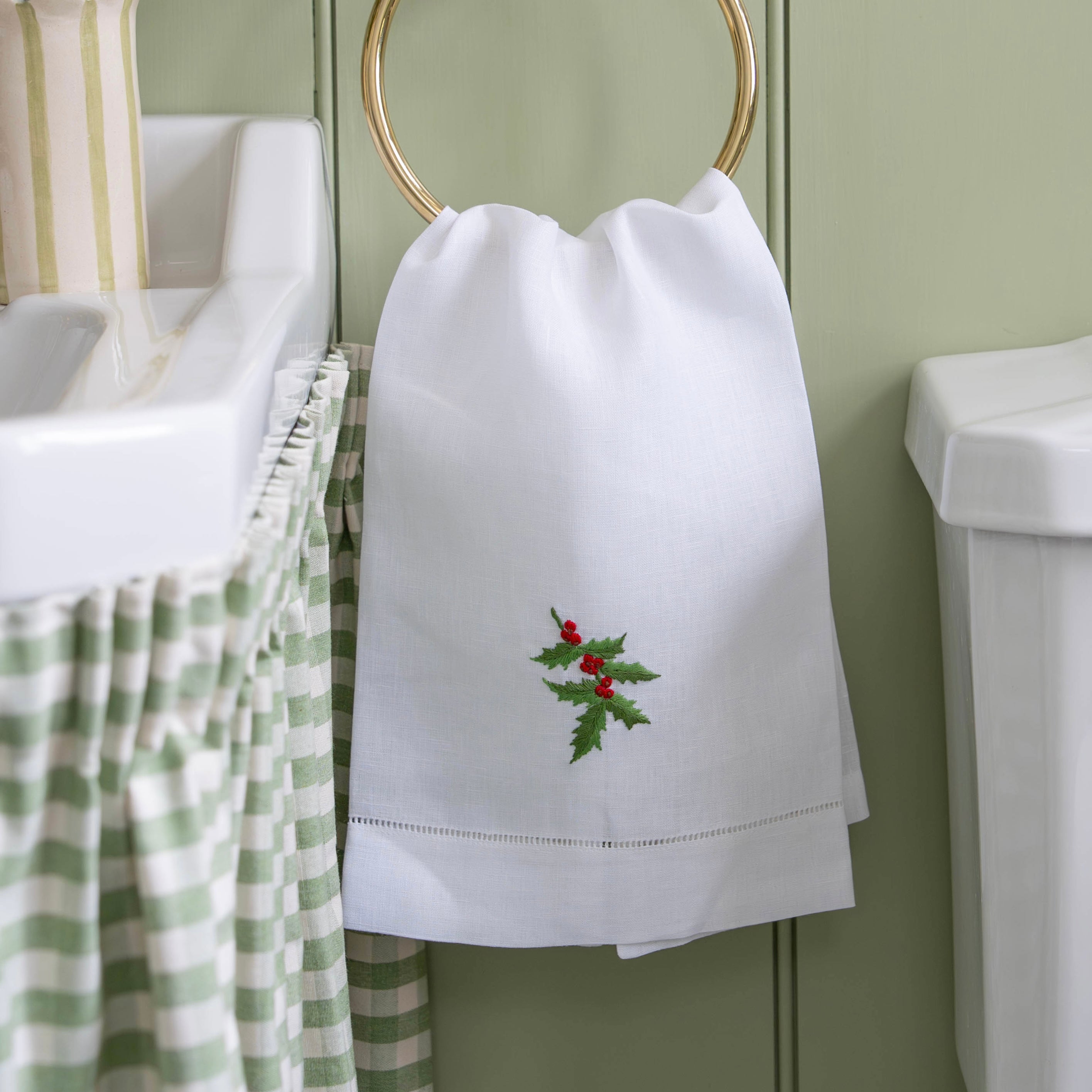 Holly Embroidered Hand Towel