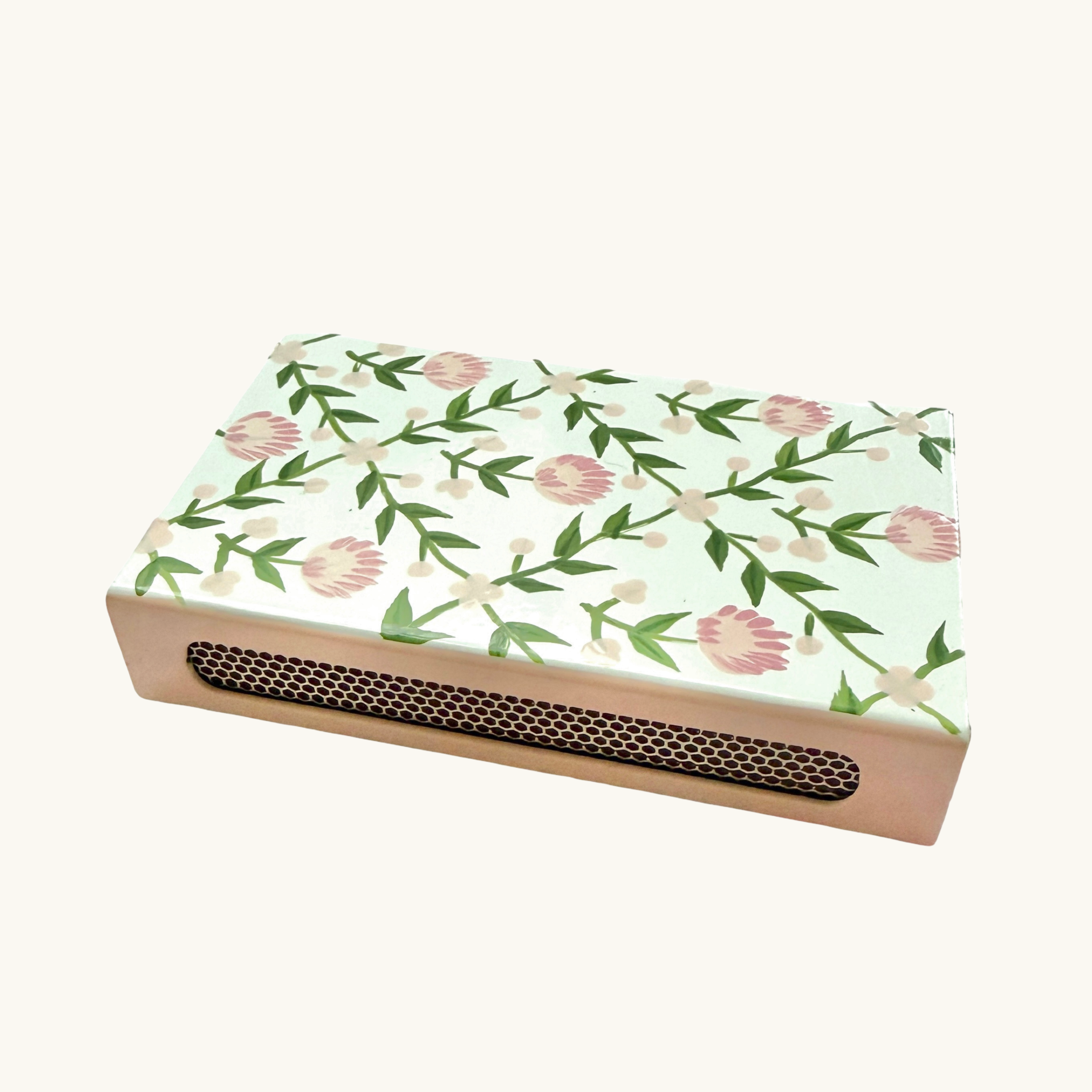Pink Trellis Handpainted Matchbox Sleeve