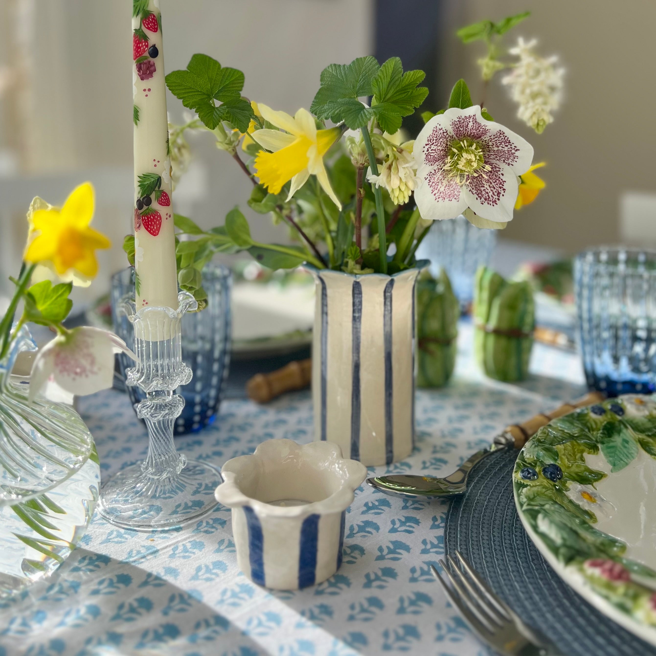 Clear Frilled Glass Candlestick