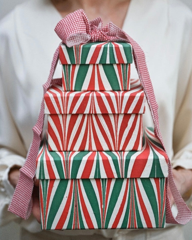 Block Printed Ribbon - Mini Red Gingham