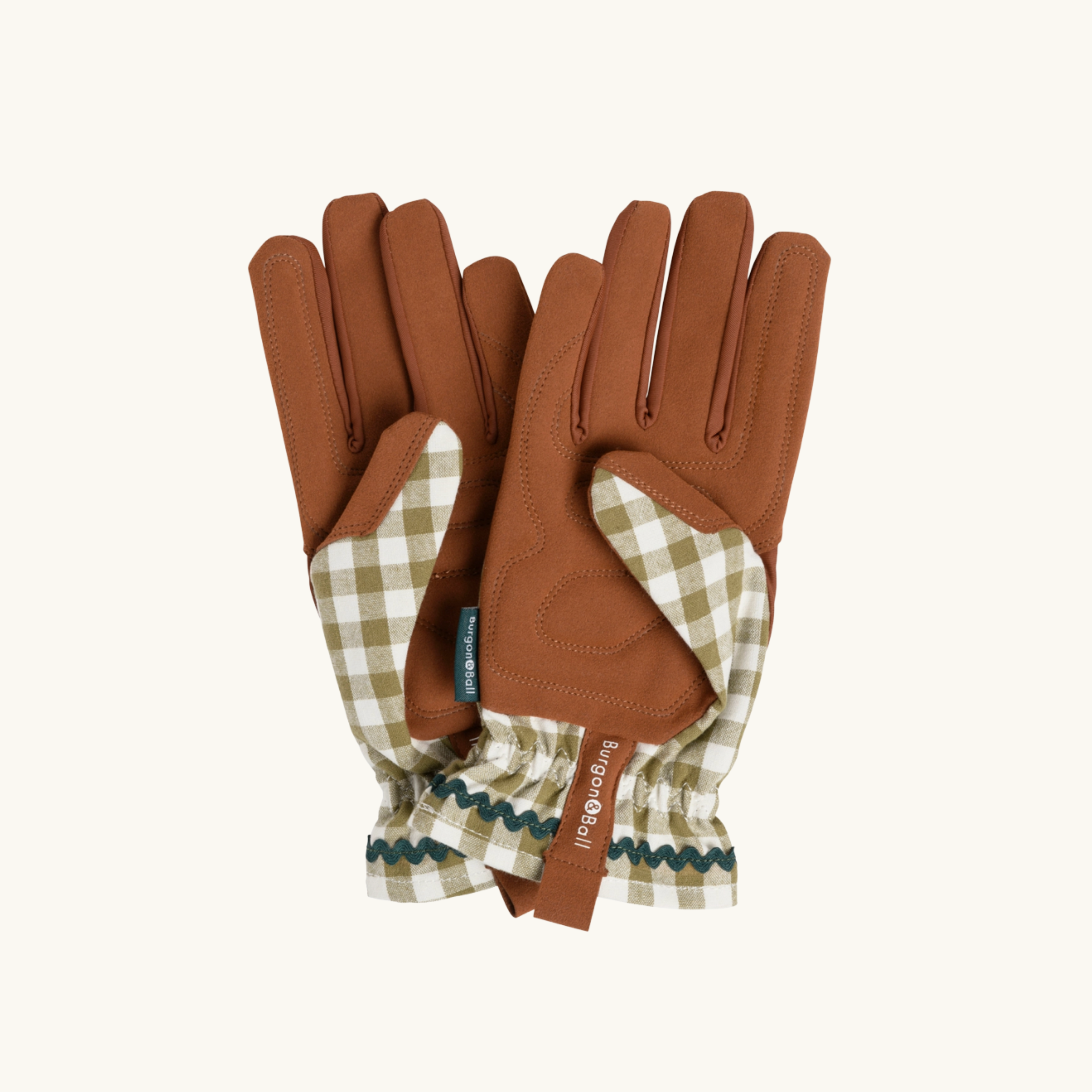 Olive Green Checked Gardening Gloves