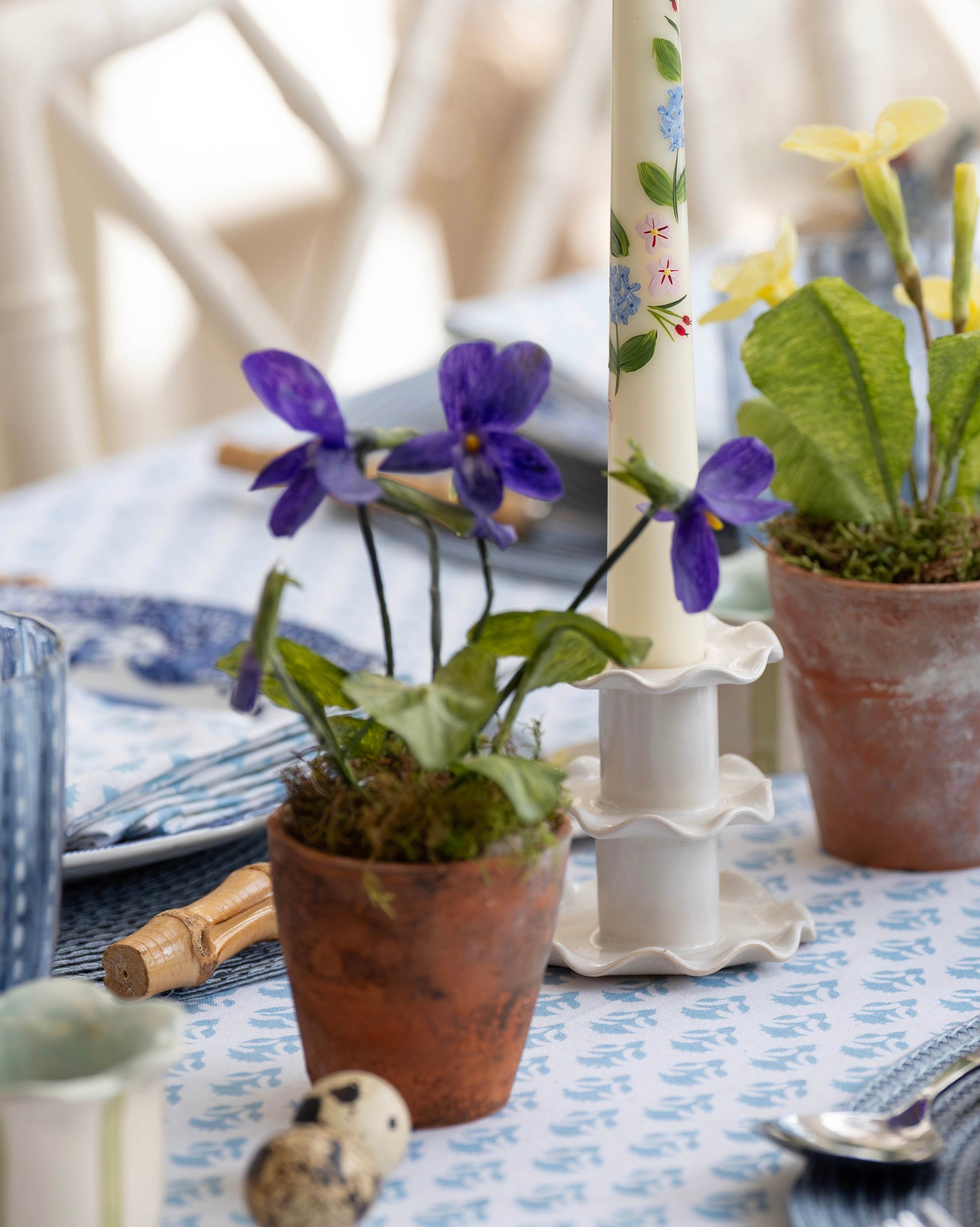 Tiny Violet Wax Paper Flower Pot