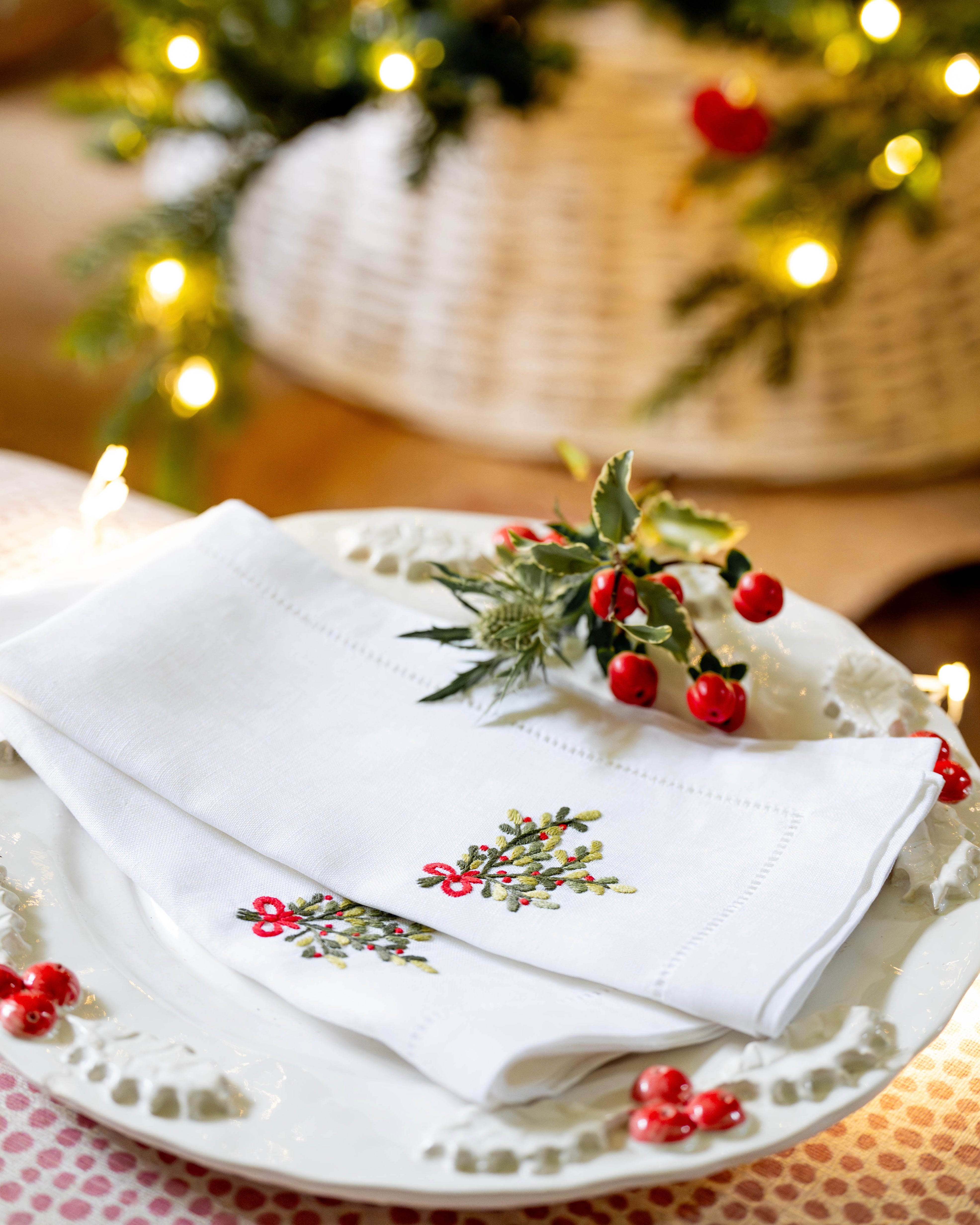 Festive Bunch Embroidered Napkins (Set of 2)