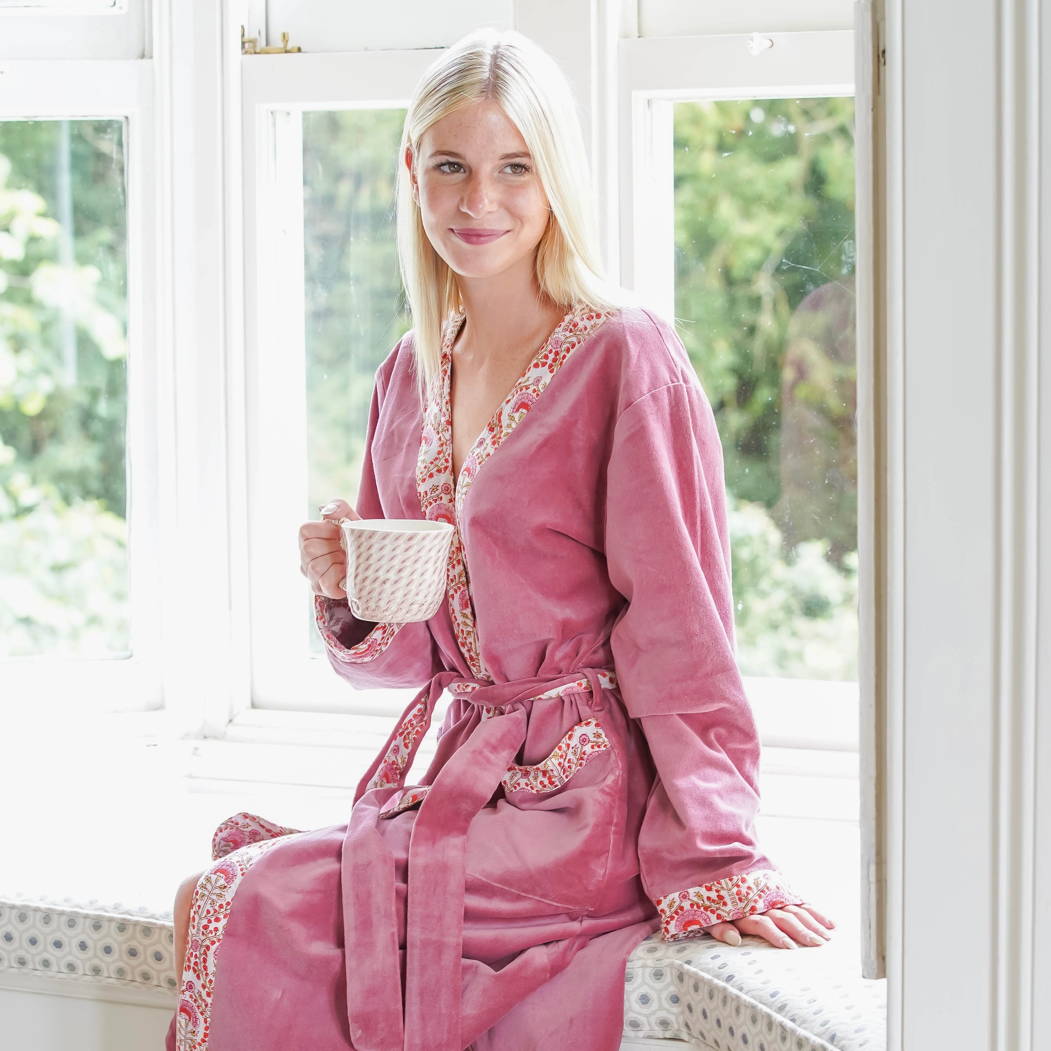 Pink Freya Velvet Robe