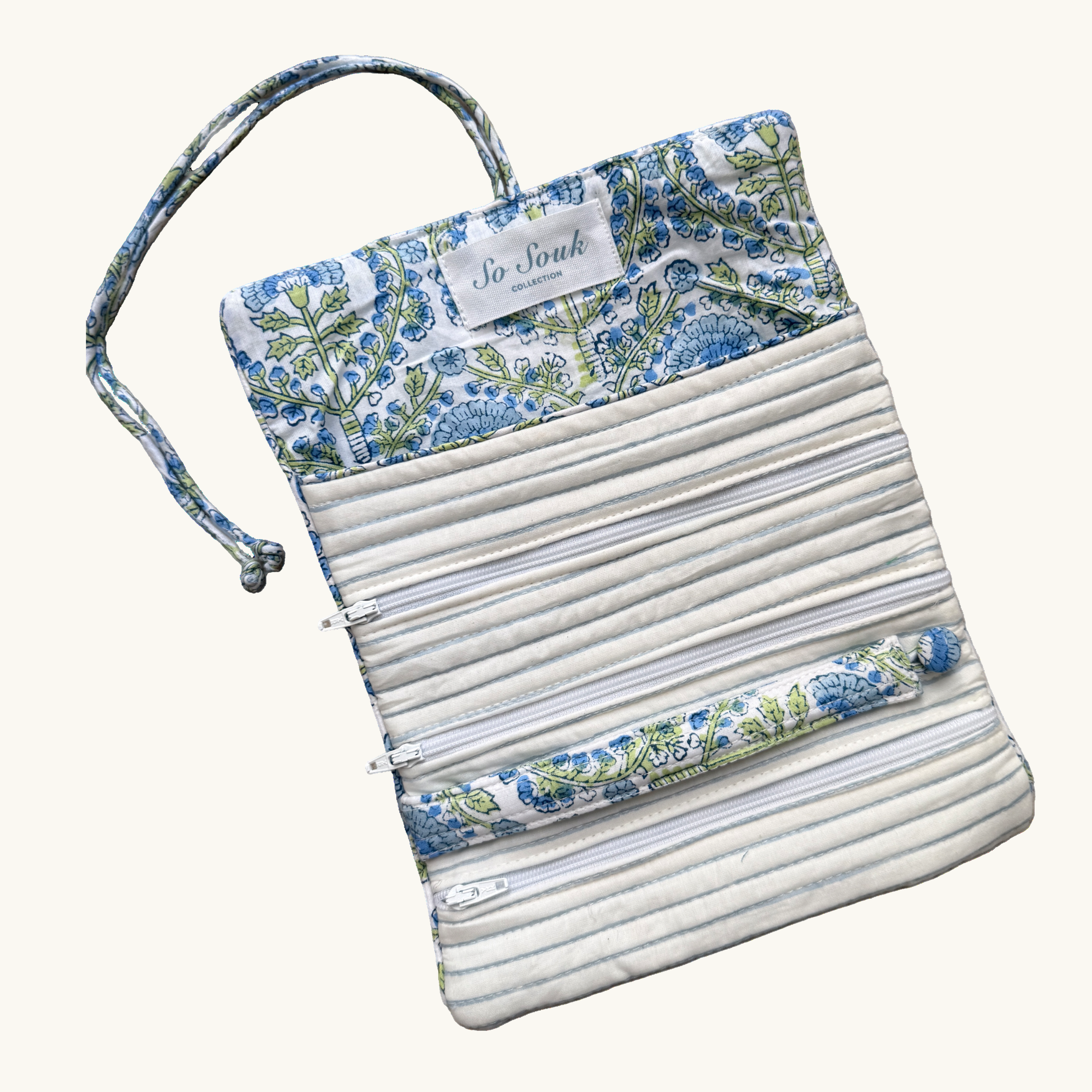 Blue Freya Jewellery Roll