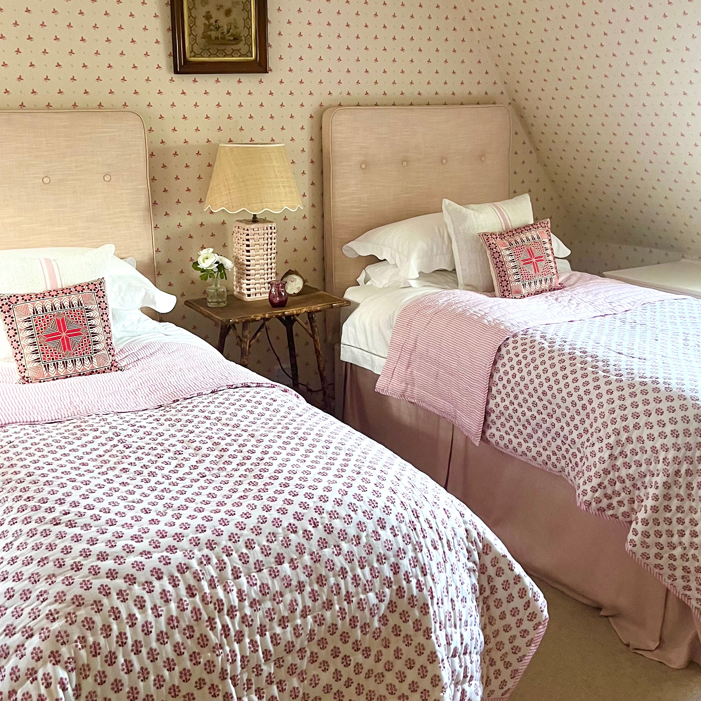 Pink Daphne Handblocked Quilt