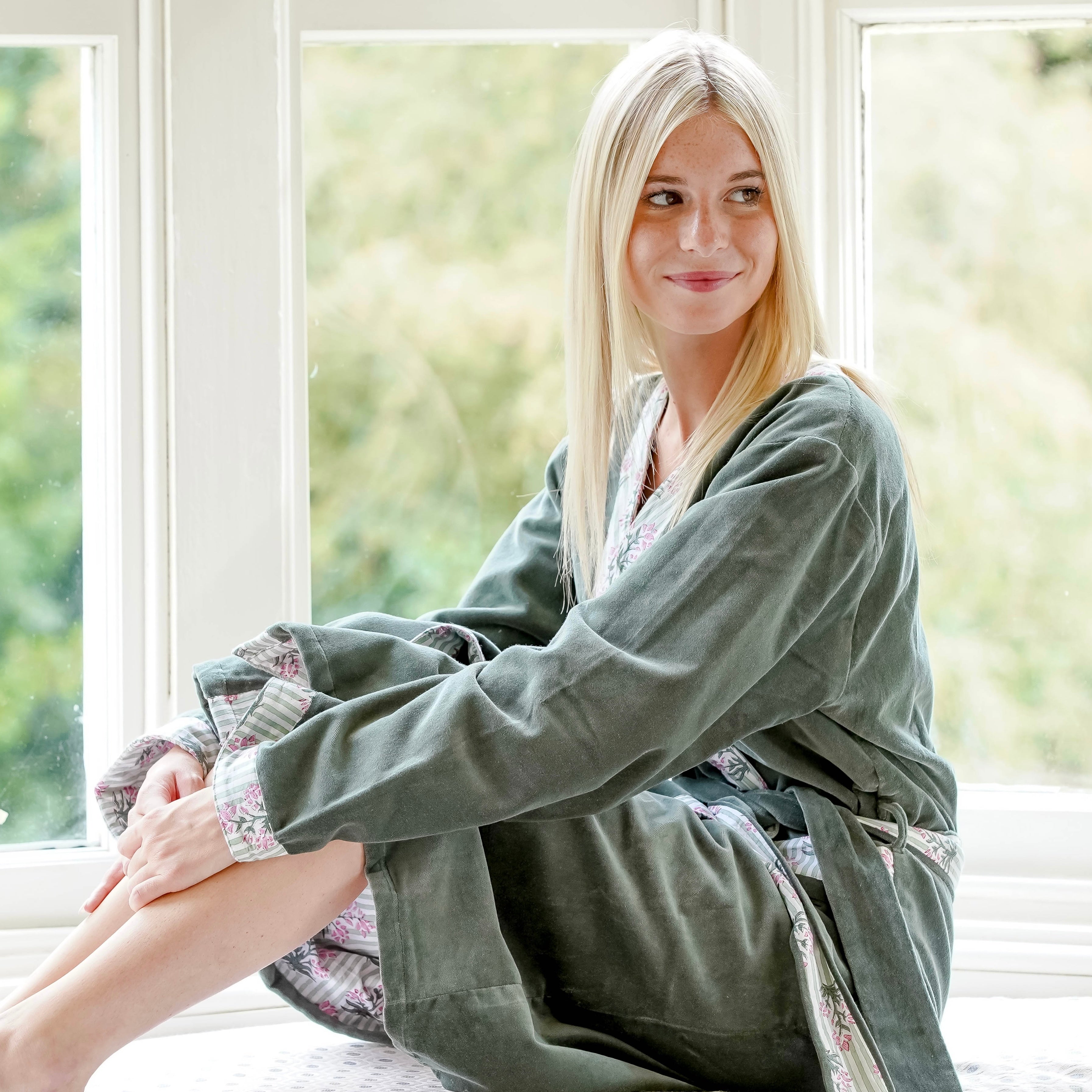 Green Johari Velvet Robe