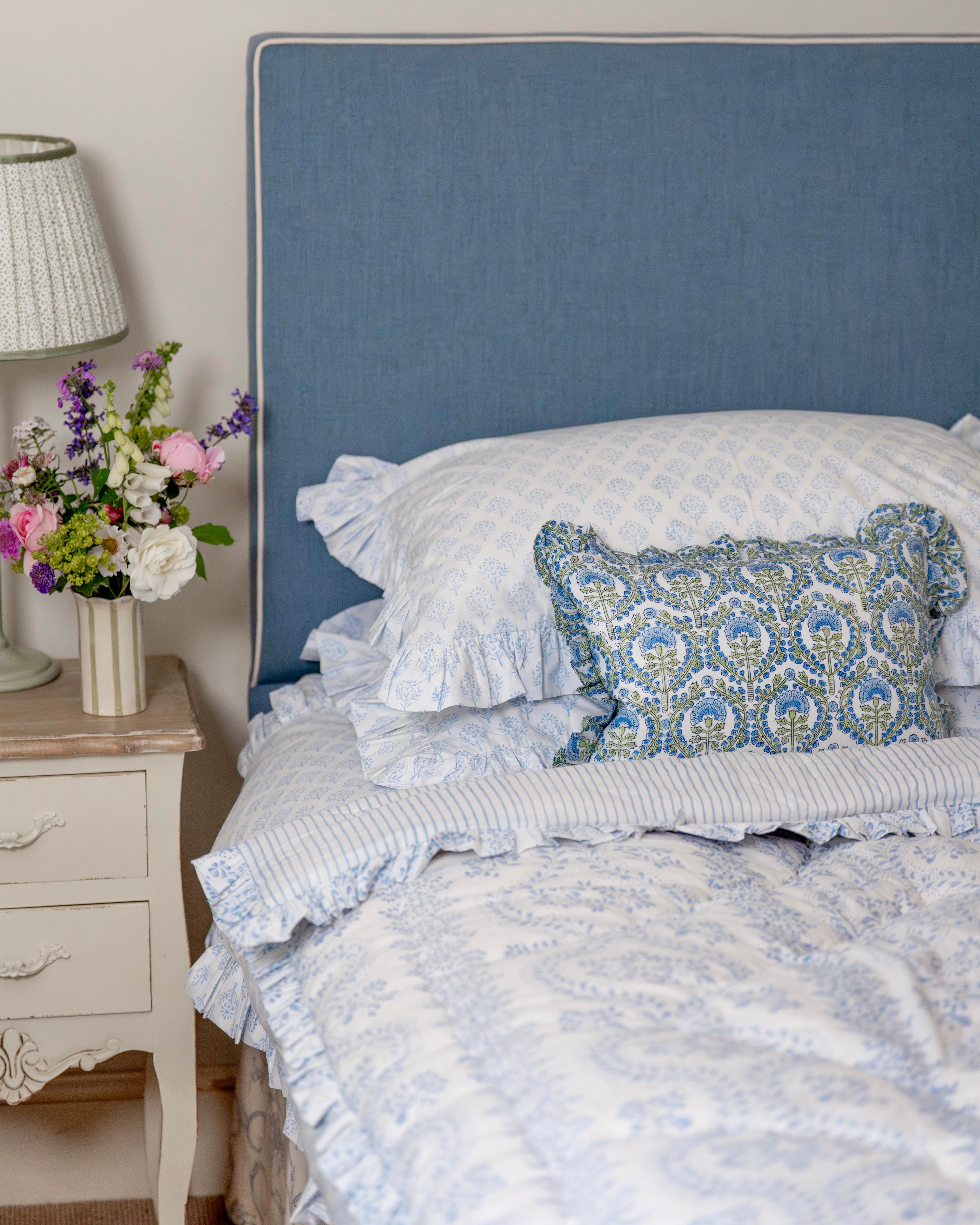 Blue Rosalie Frilled Eiderdown