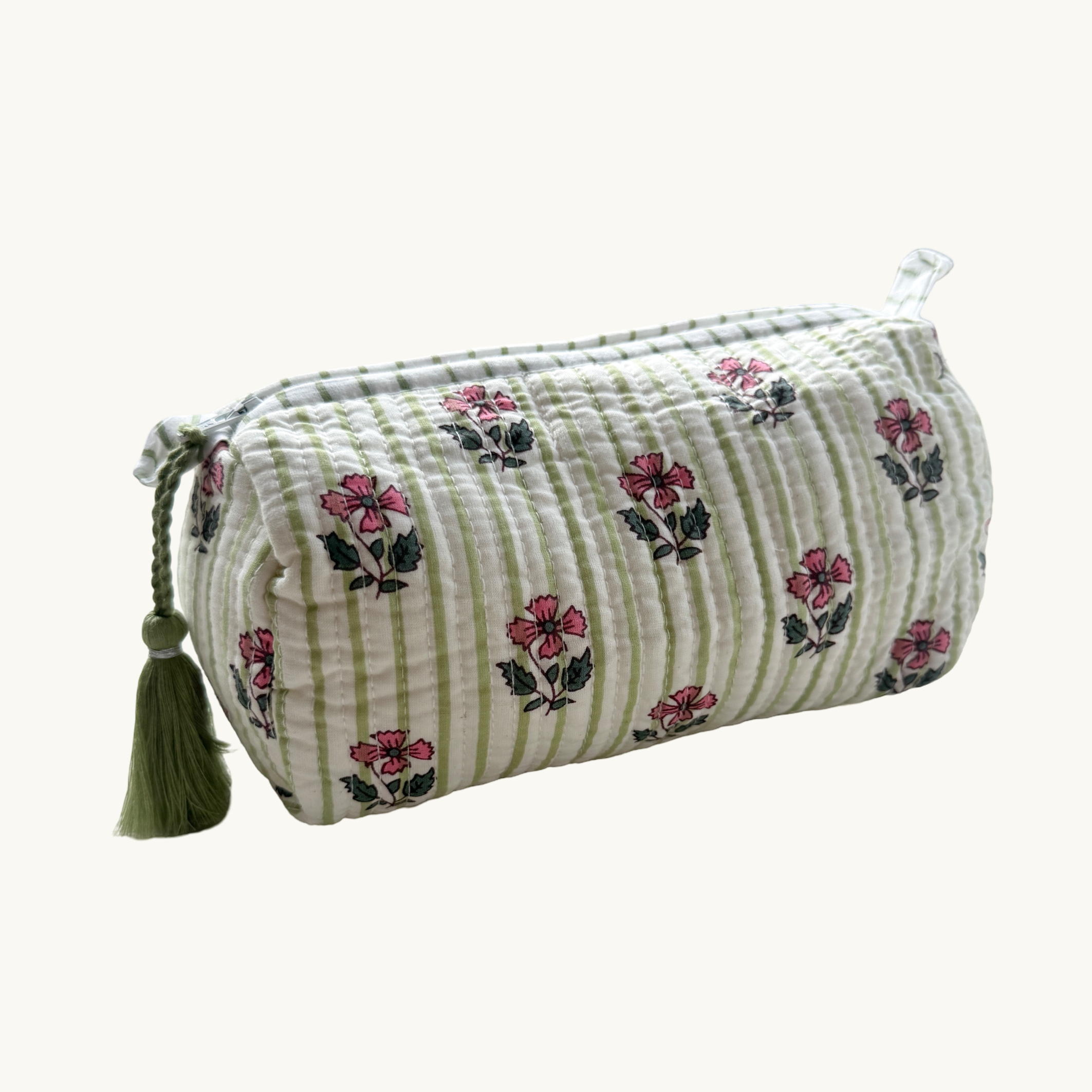 Green Bloom Handblocked Wash Bag