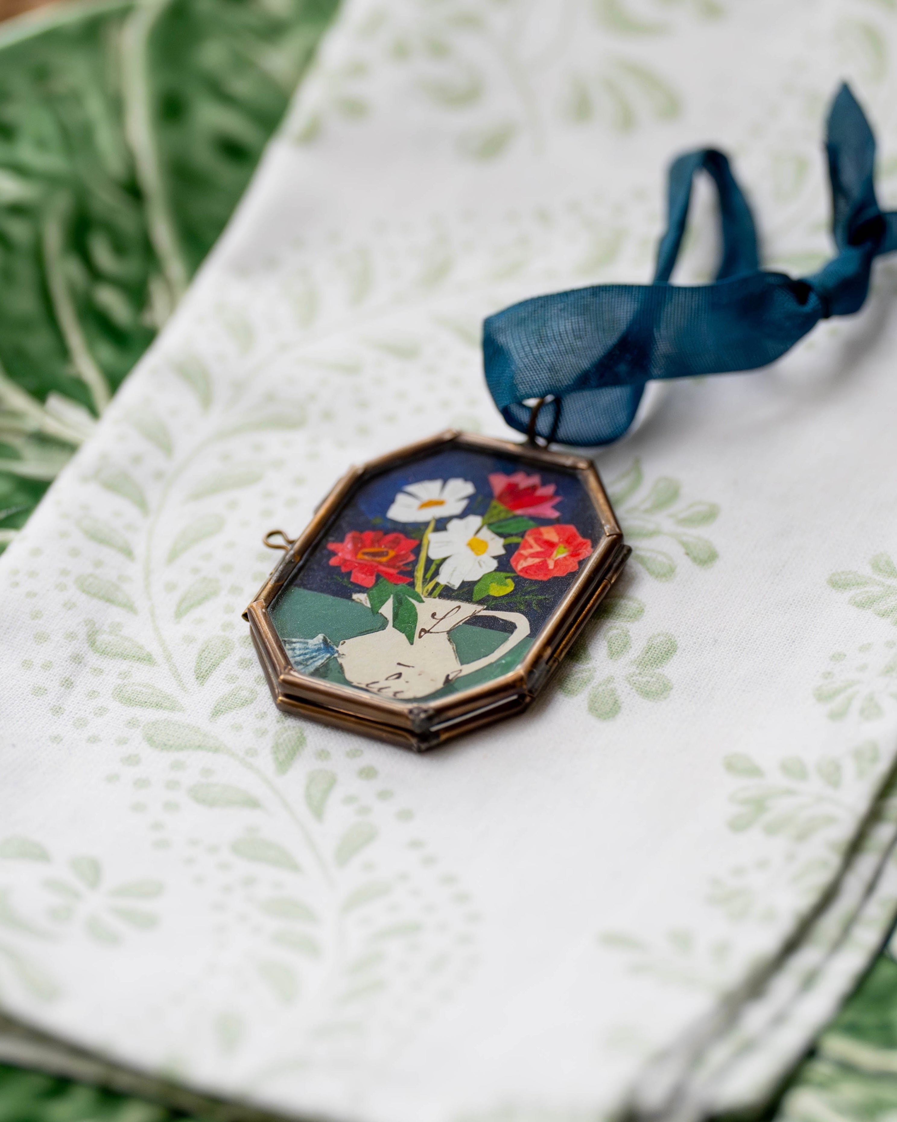 Zinnias Art Locket Ornament