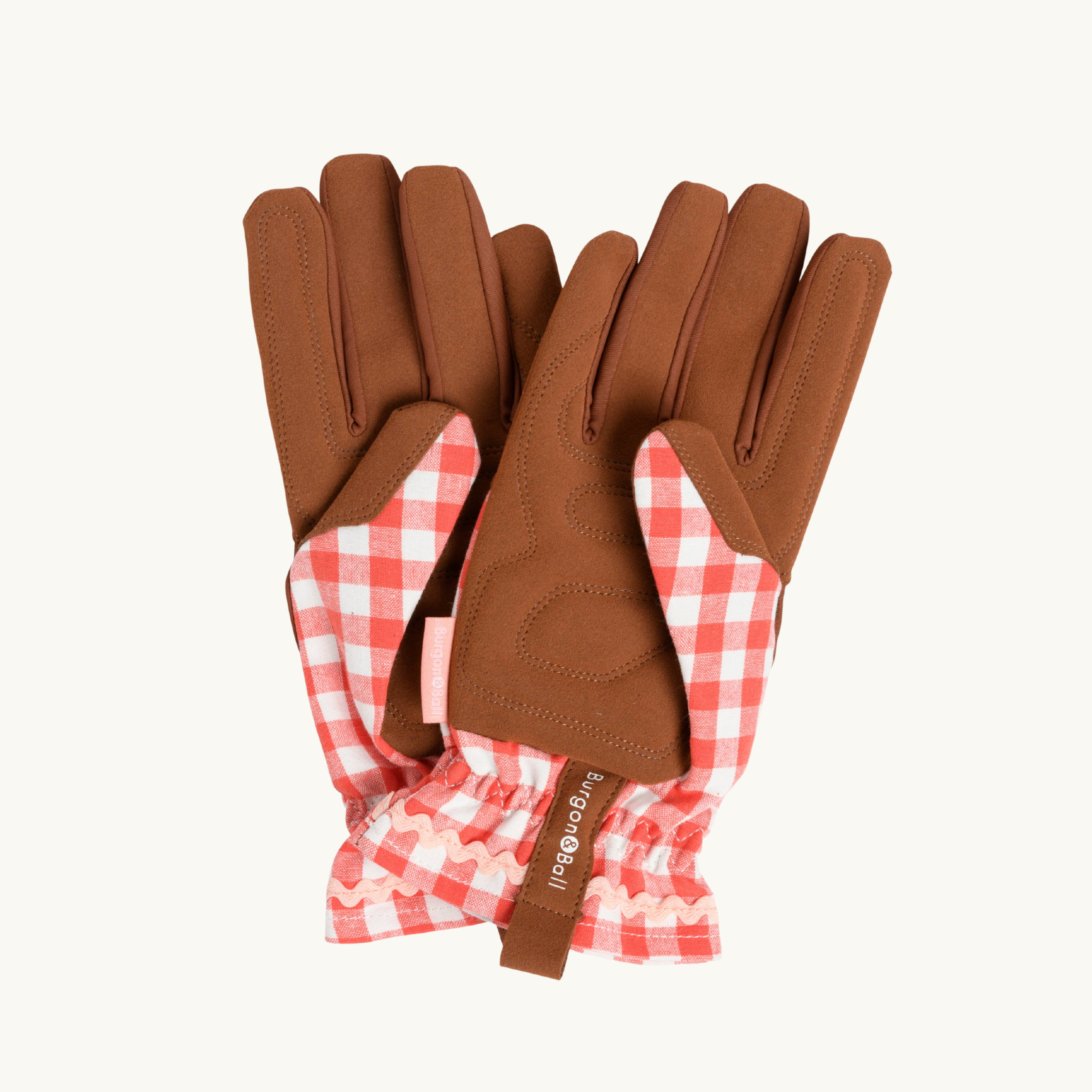 Red Gingham Checked Gardening Gloves