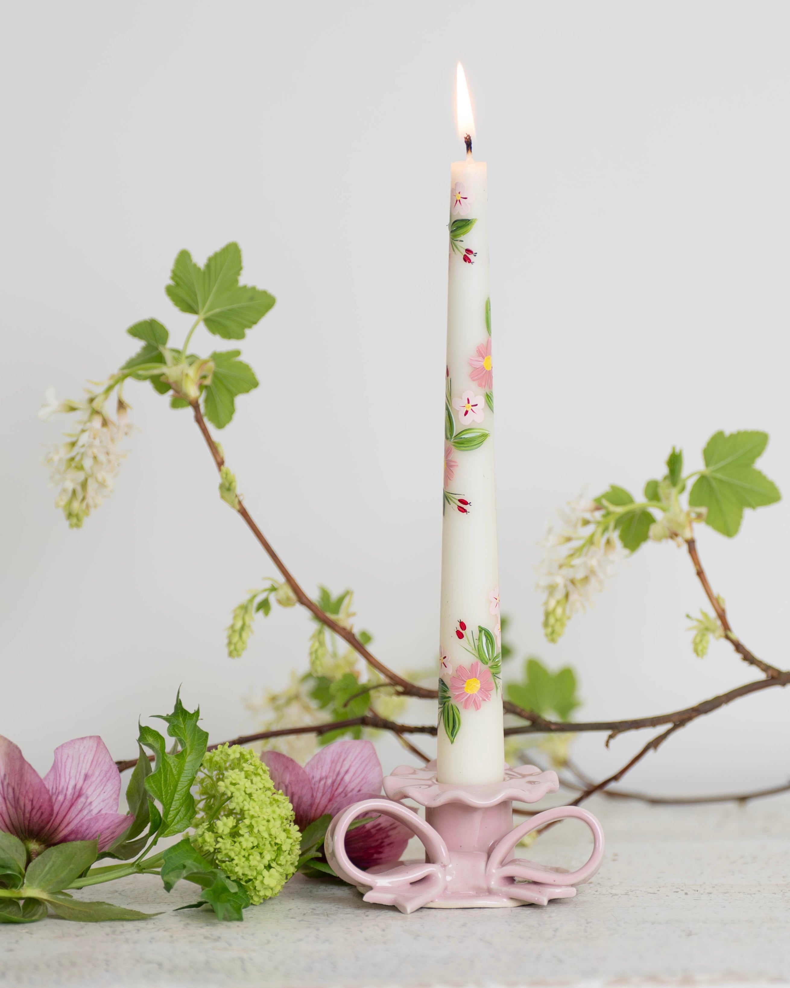 Pink Bow Candlestick