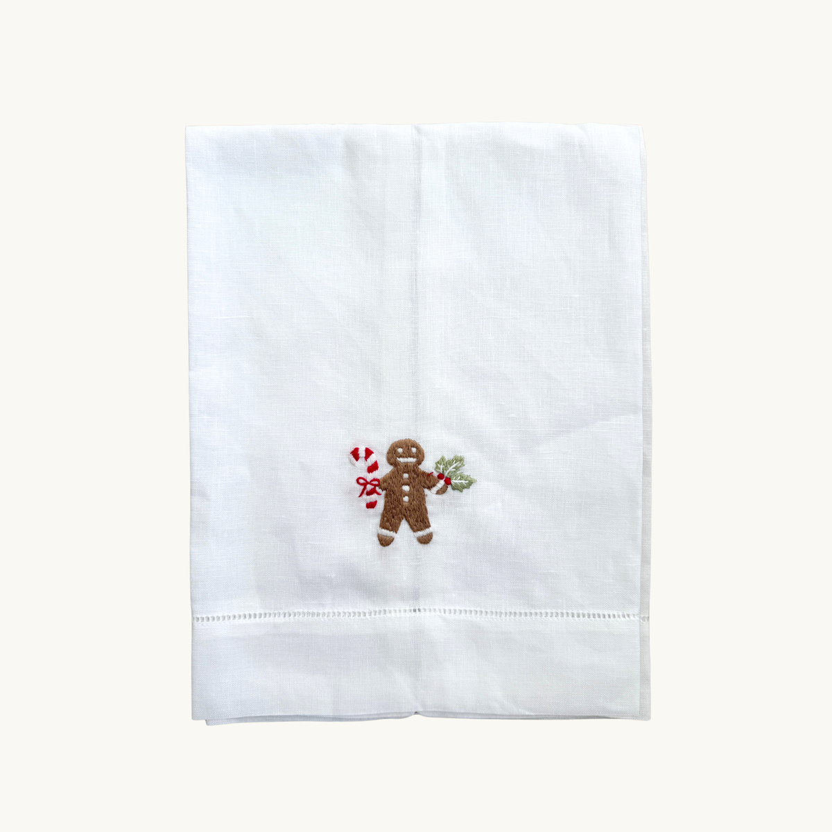 Gingerbread Man Embroidered Hand Towel
