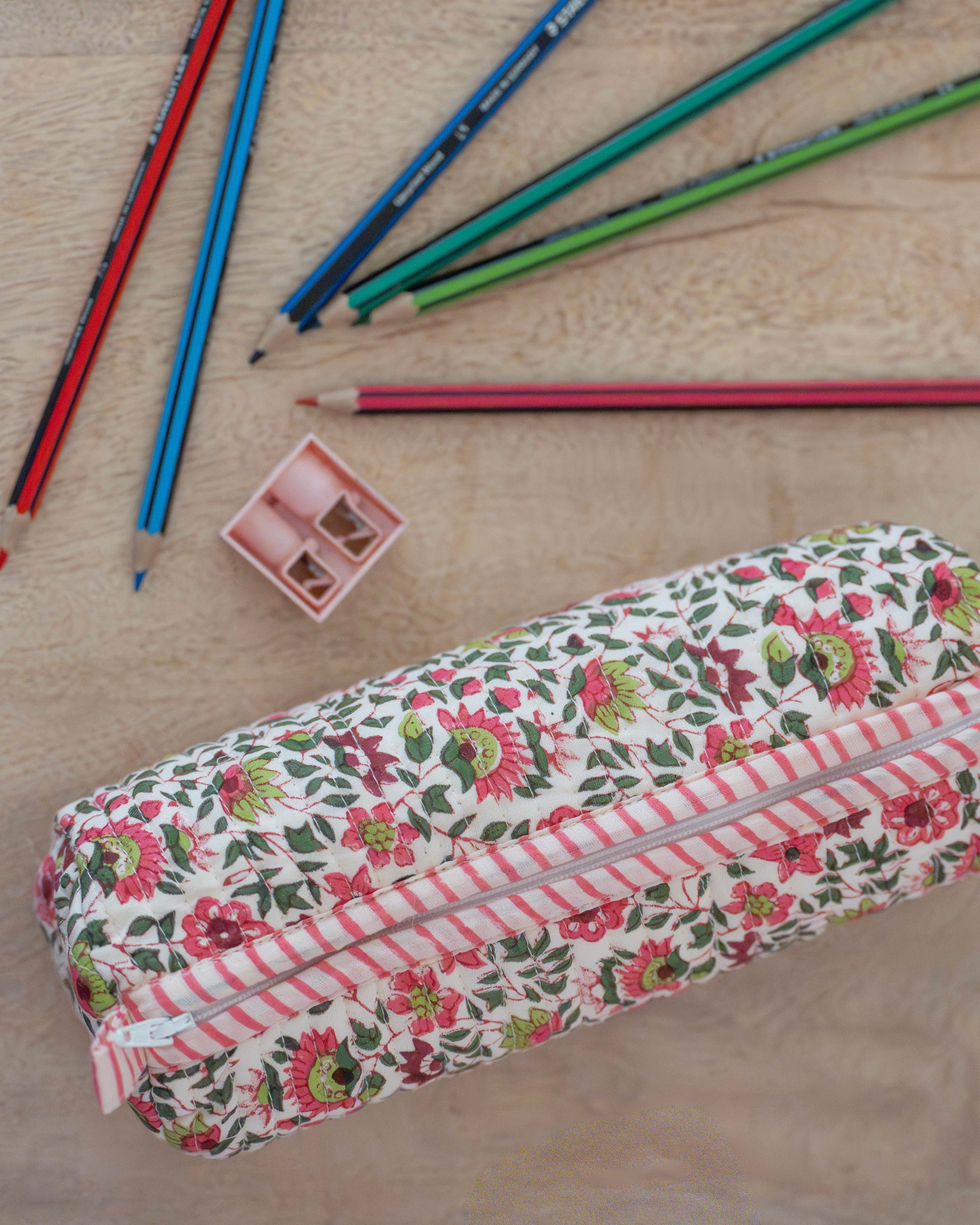 Pink Flora Pencil Case