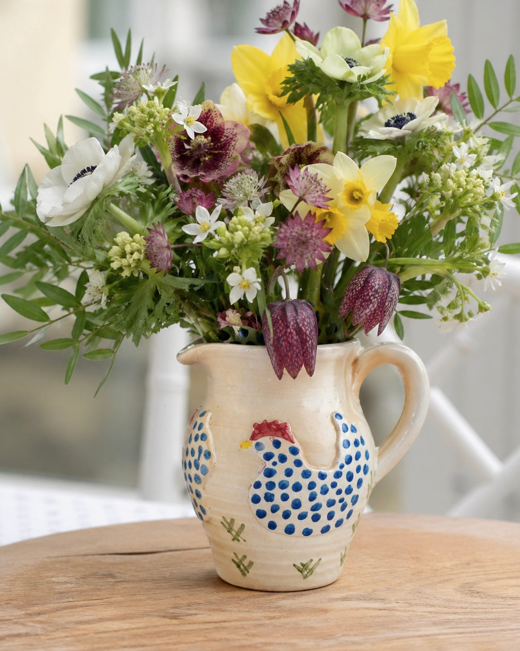 Blue Spotty Hen Jug (Medium)