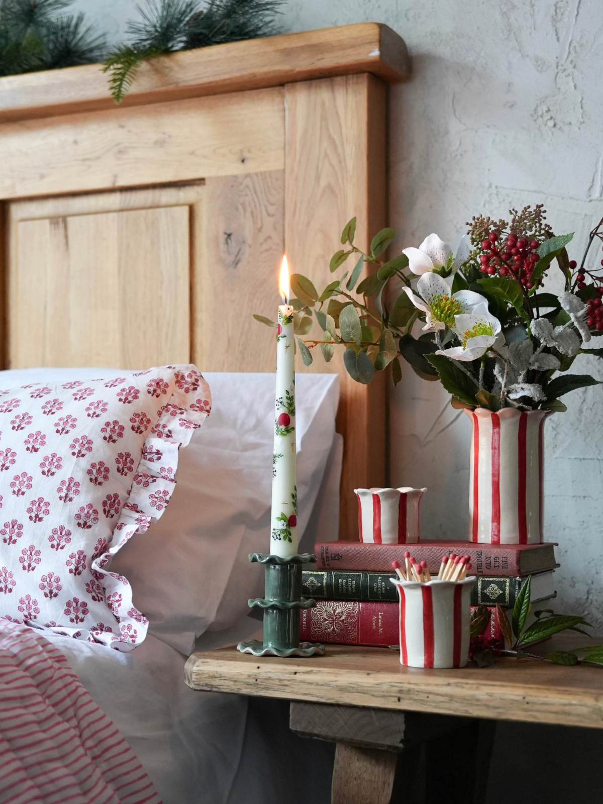 Festive Pomegranate Handpainted Candle (Single)
