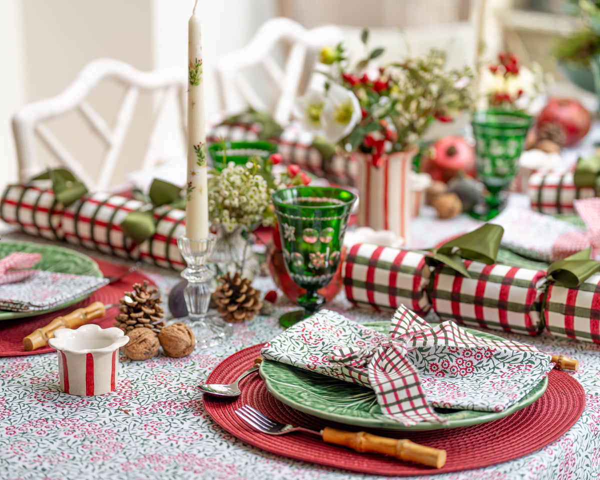 Festive Flowers Handblocked Tablecloth