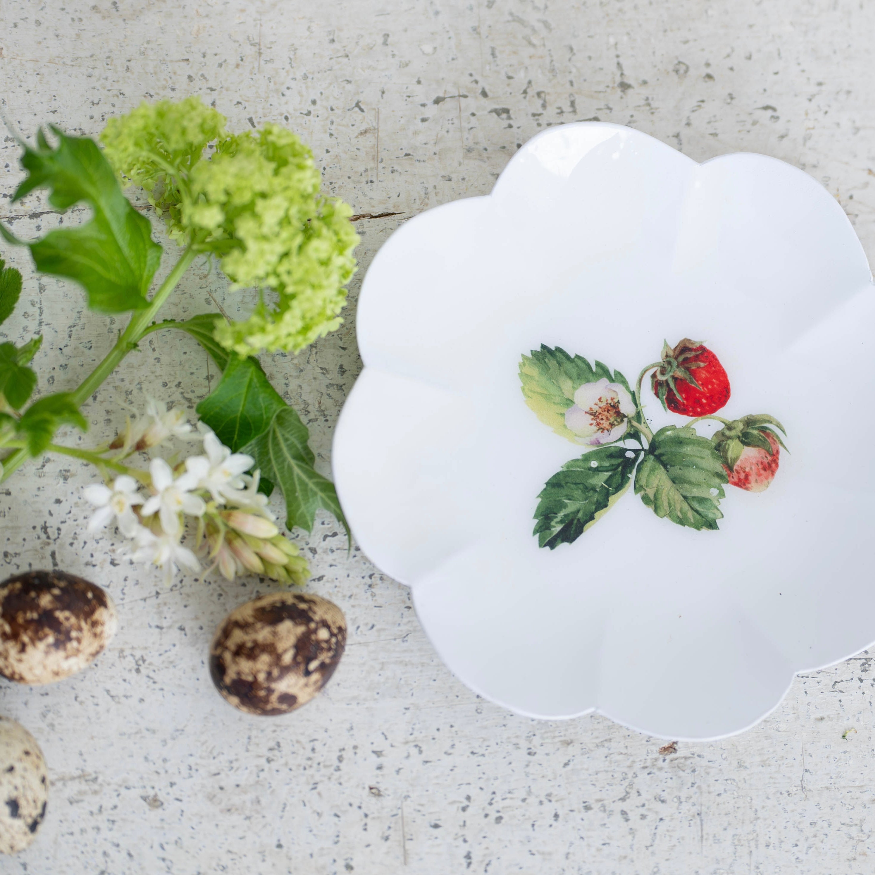 Strawberry Scalloped Round Trinket Dish