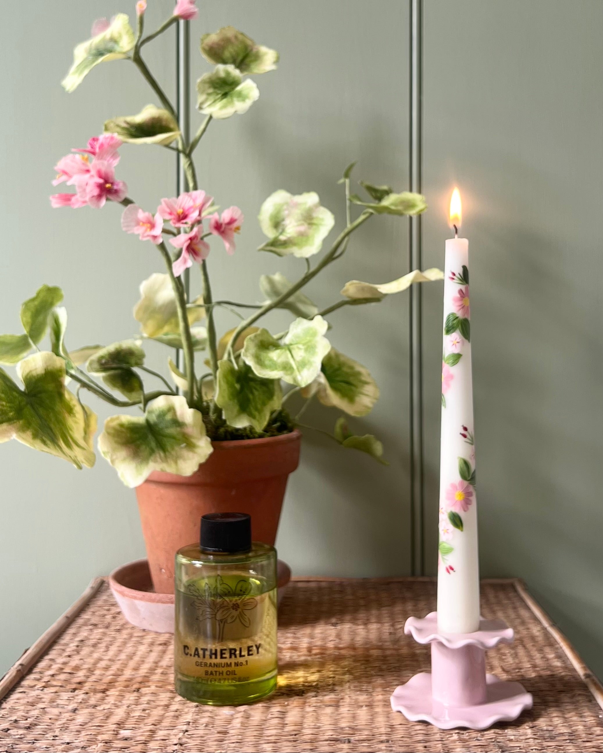 Pink Frill Candlestick (Small)