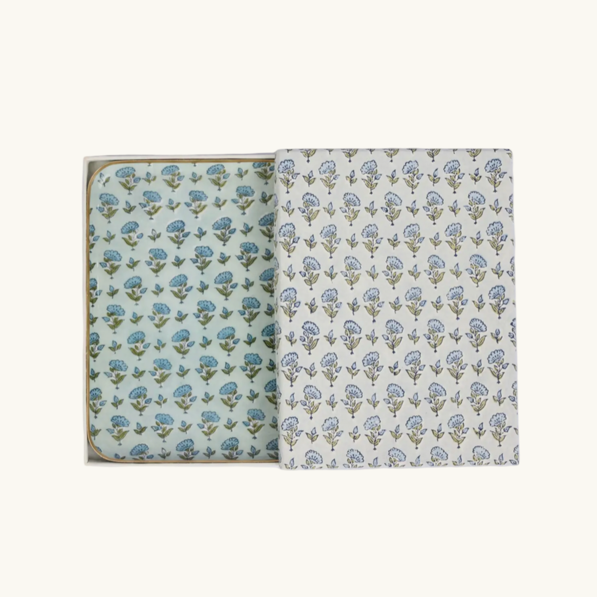 Blue Ditsy Floral Decorative Enamelled Tray (Large)