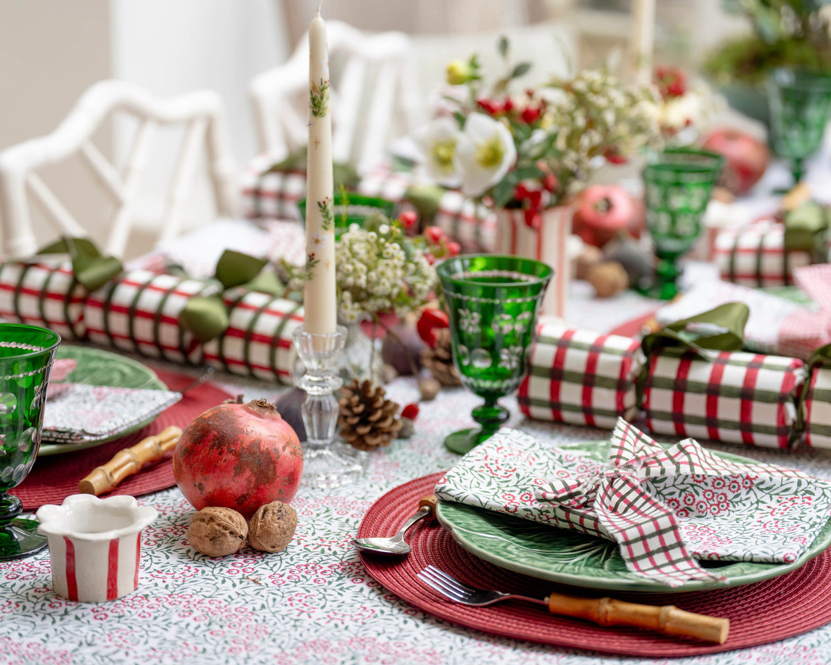 Festive Flowers Frilled Handblocked Tablecloth