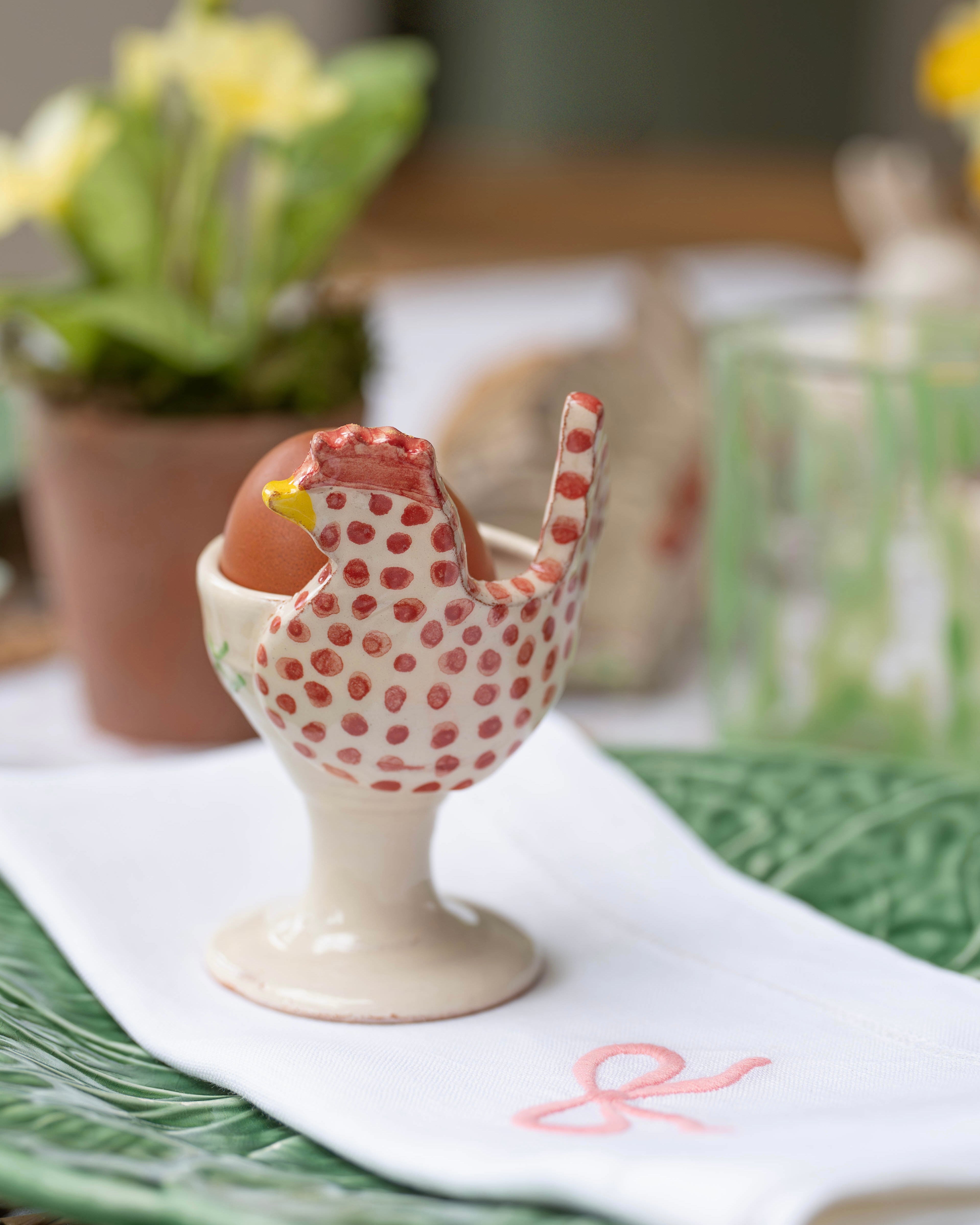 Pink Bow Embroidered Napkins (Set of 2)