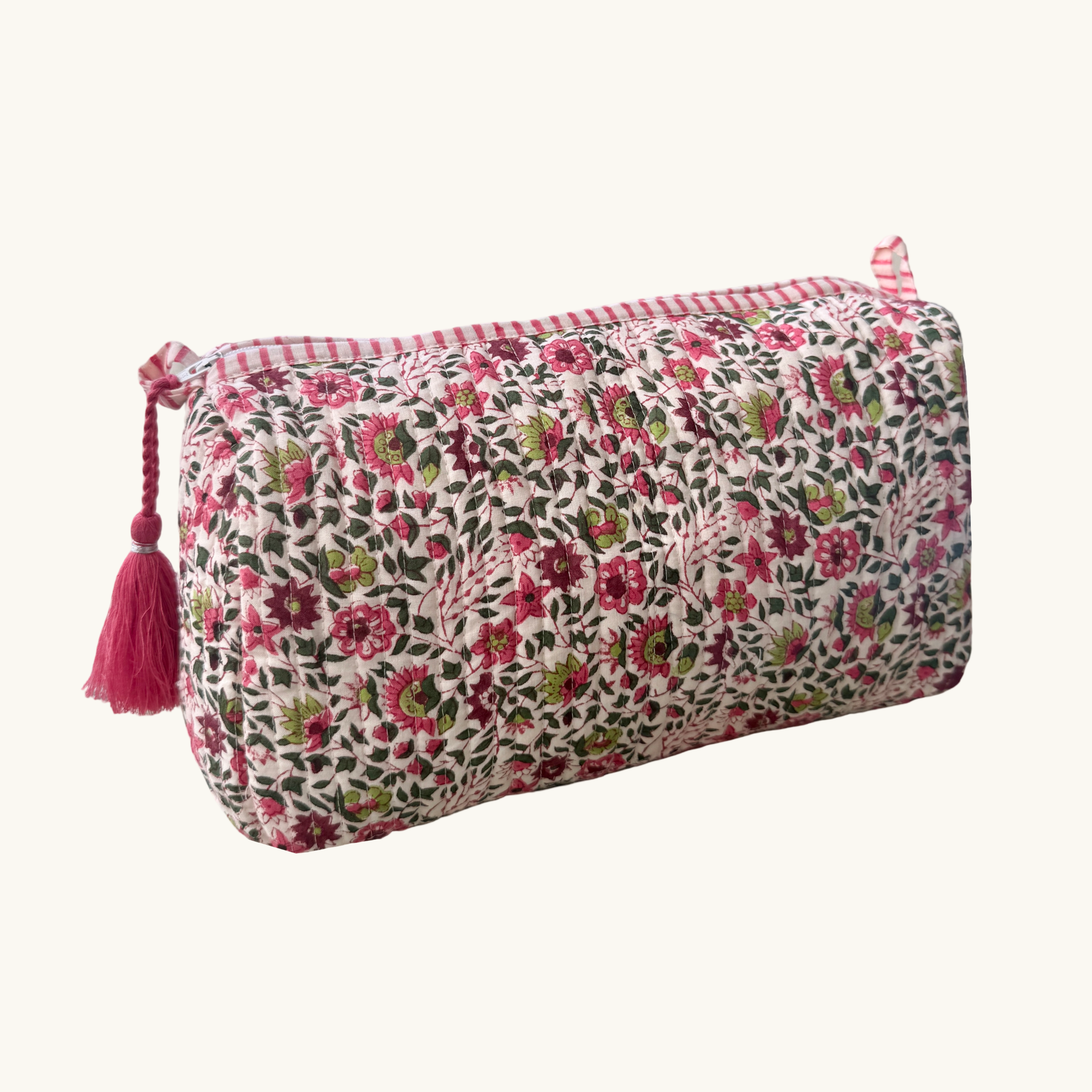 Pink Flora Handblocked Wash Bag
