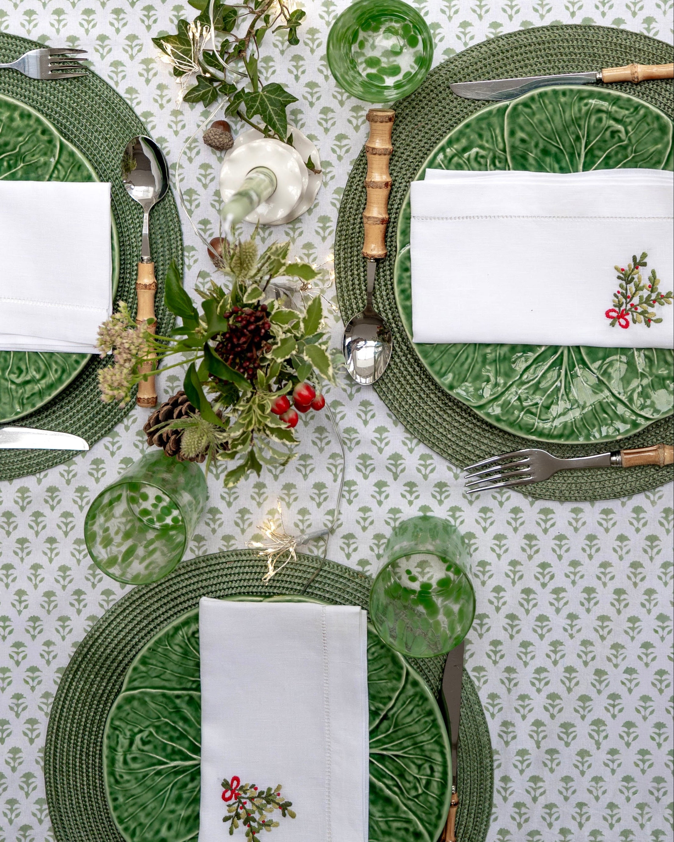 Festive Bunch Embroidered Napkins (Set of 2)