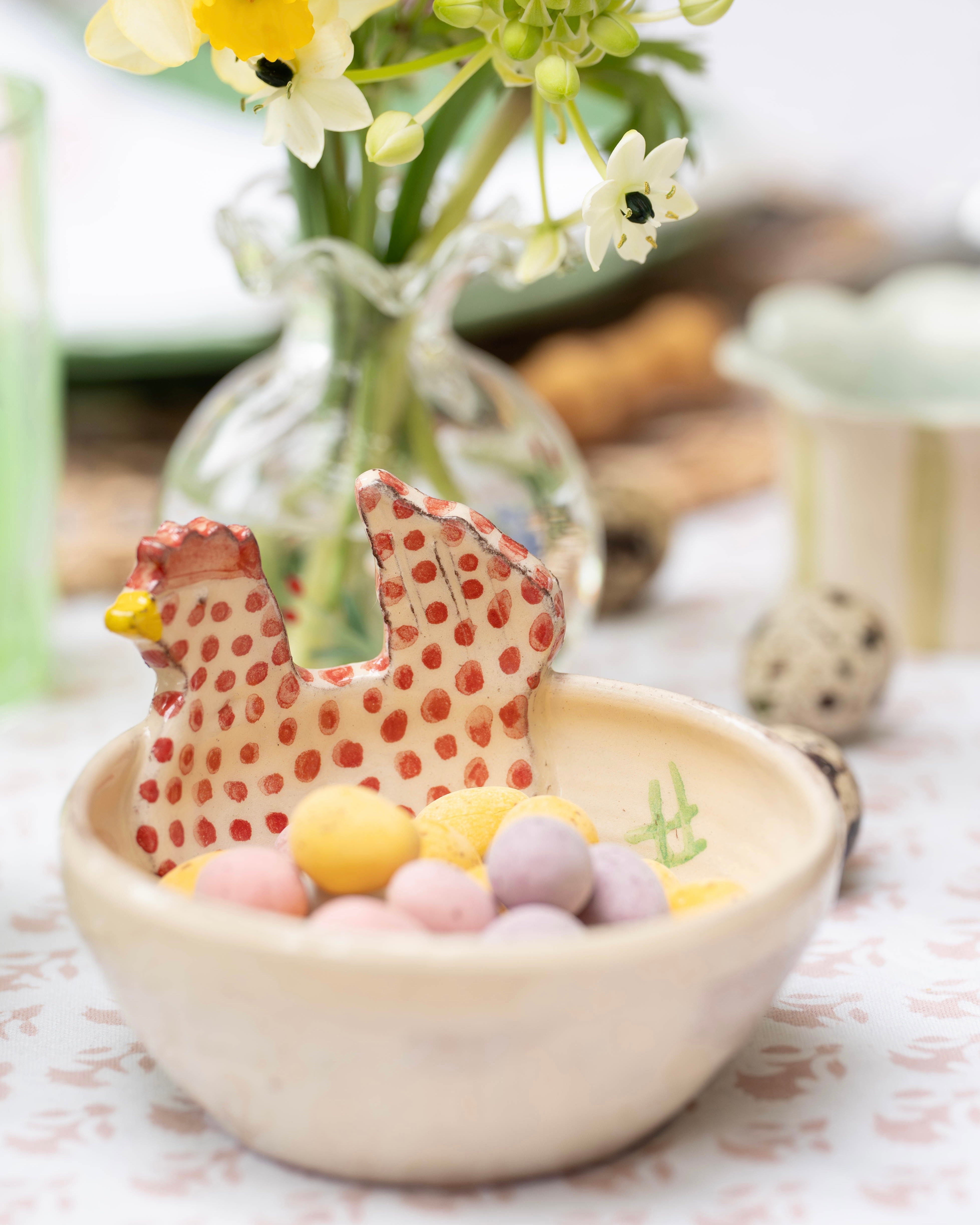 Pink Spotty Hen Dish