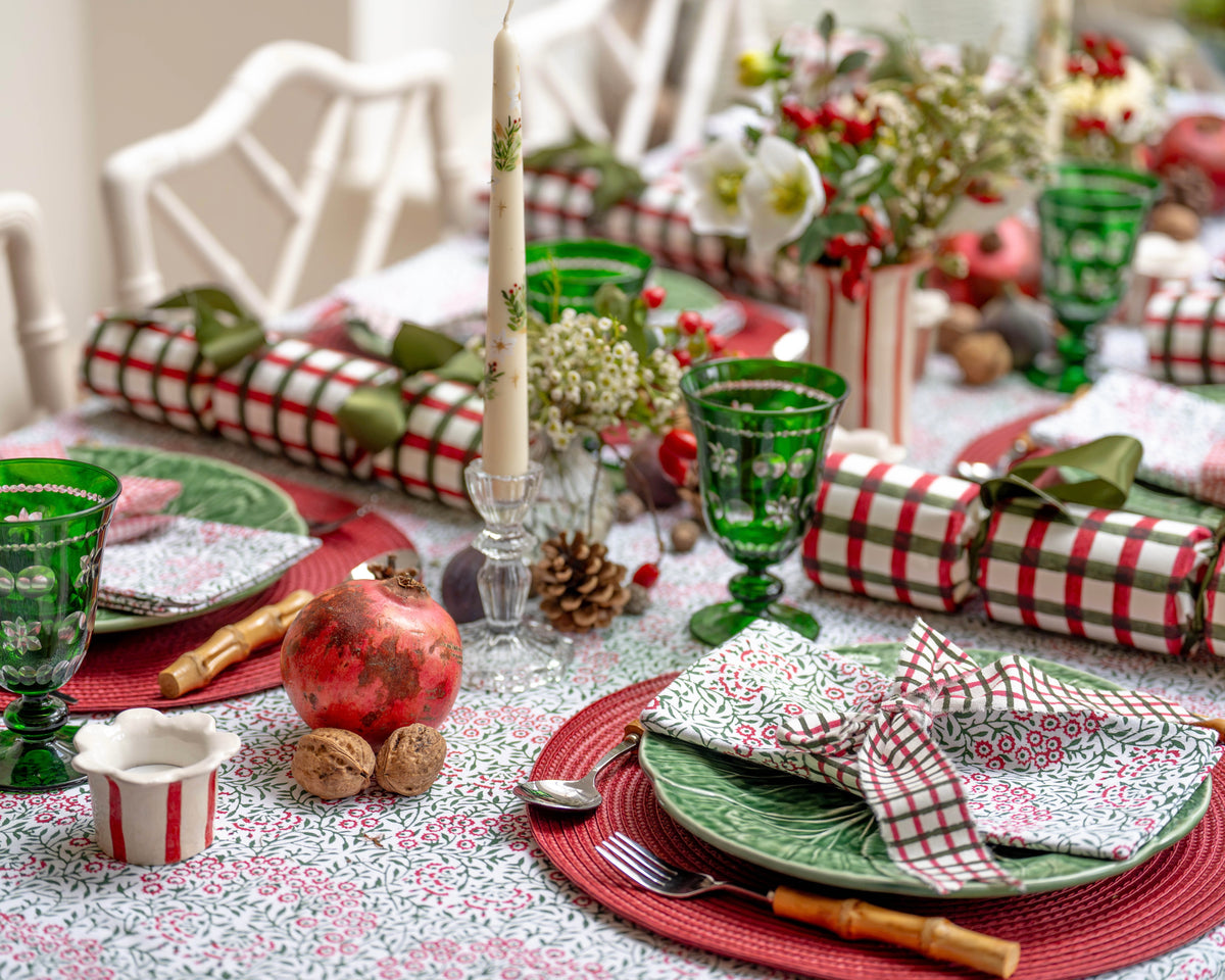 Festive Flowers Handblocked Tablecloth