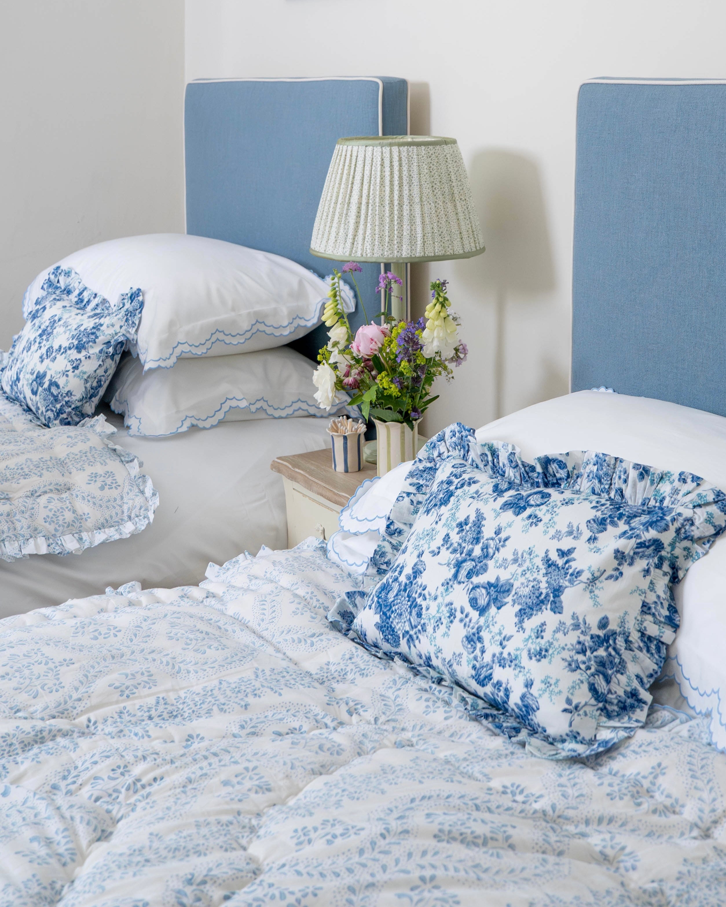 Blue Rosalie Frilled Eiderdown