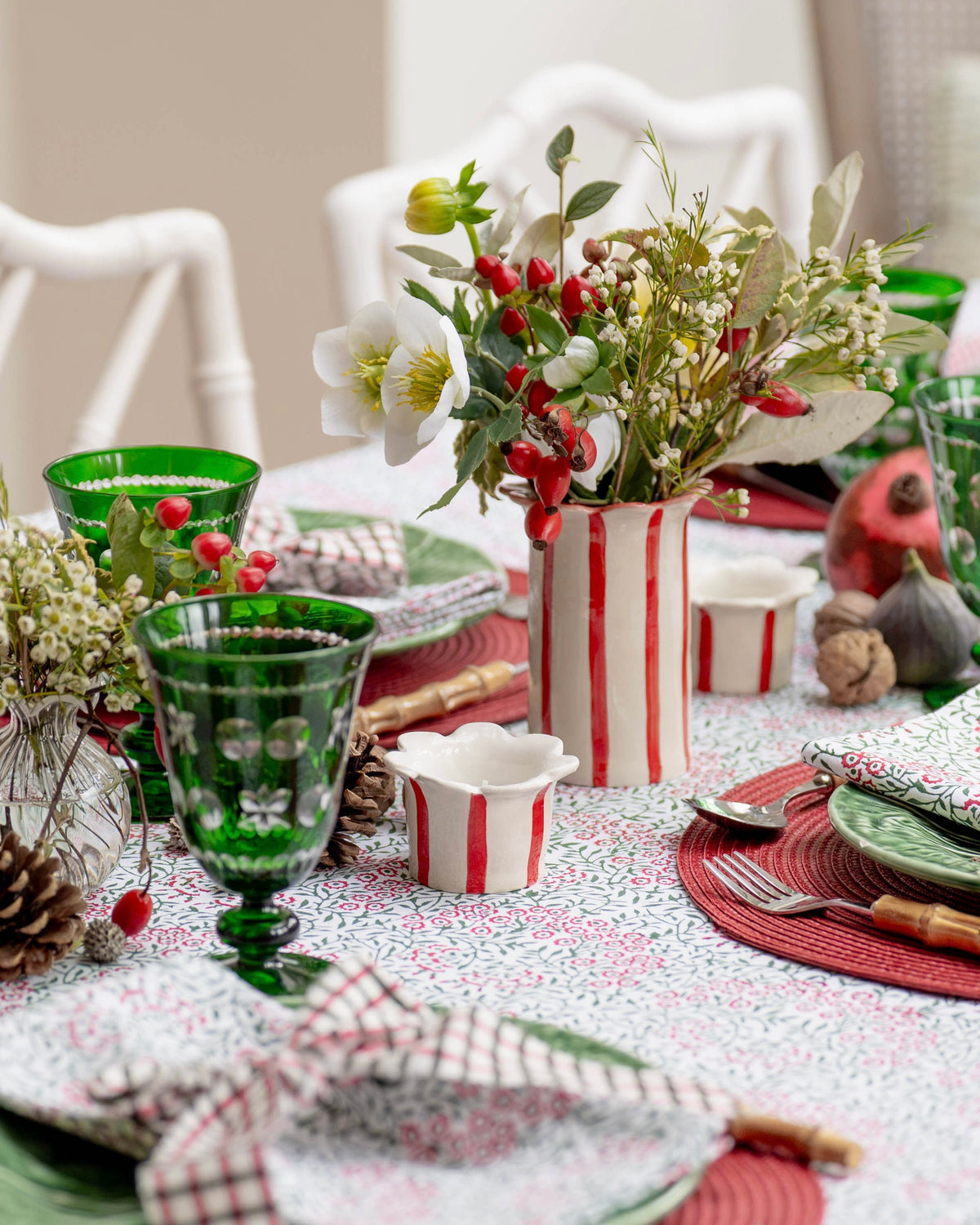 Festive Flowers Handblocked Tablecloth