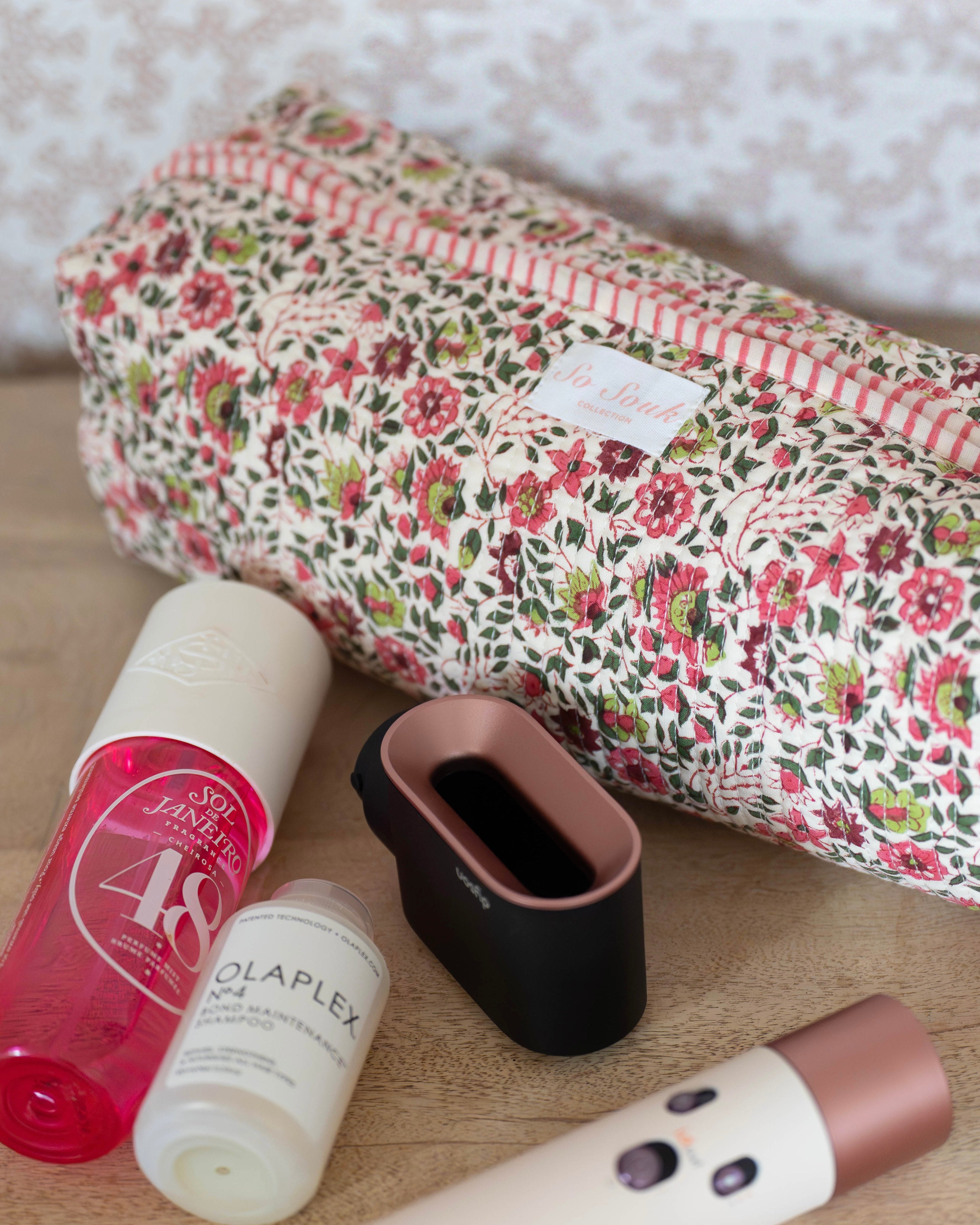 Pink Flora Hair Accessories Bag