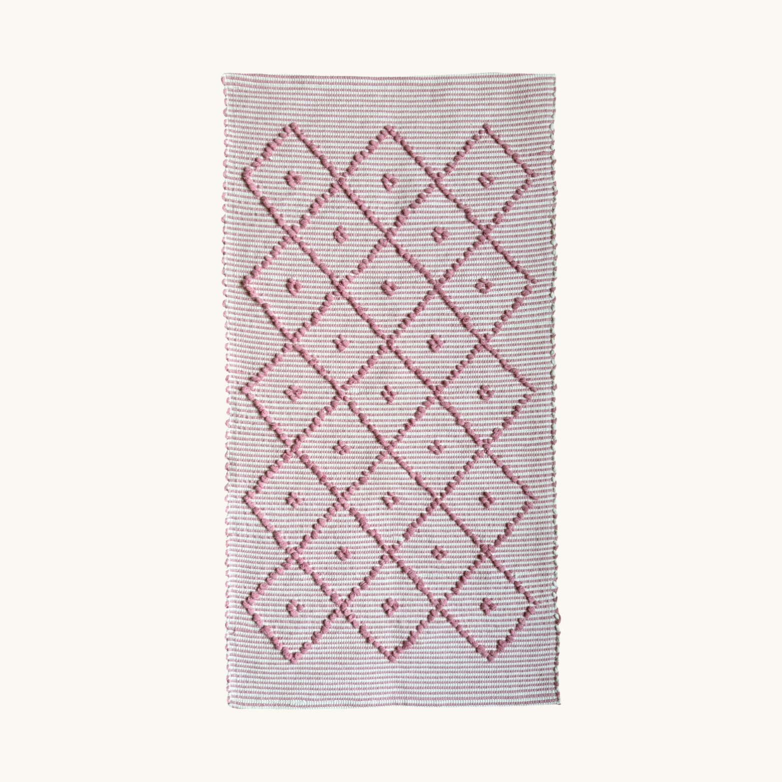 Petal Pink Stripe Handwoven Knotted Bath Mat