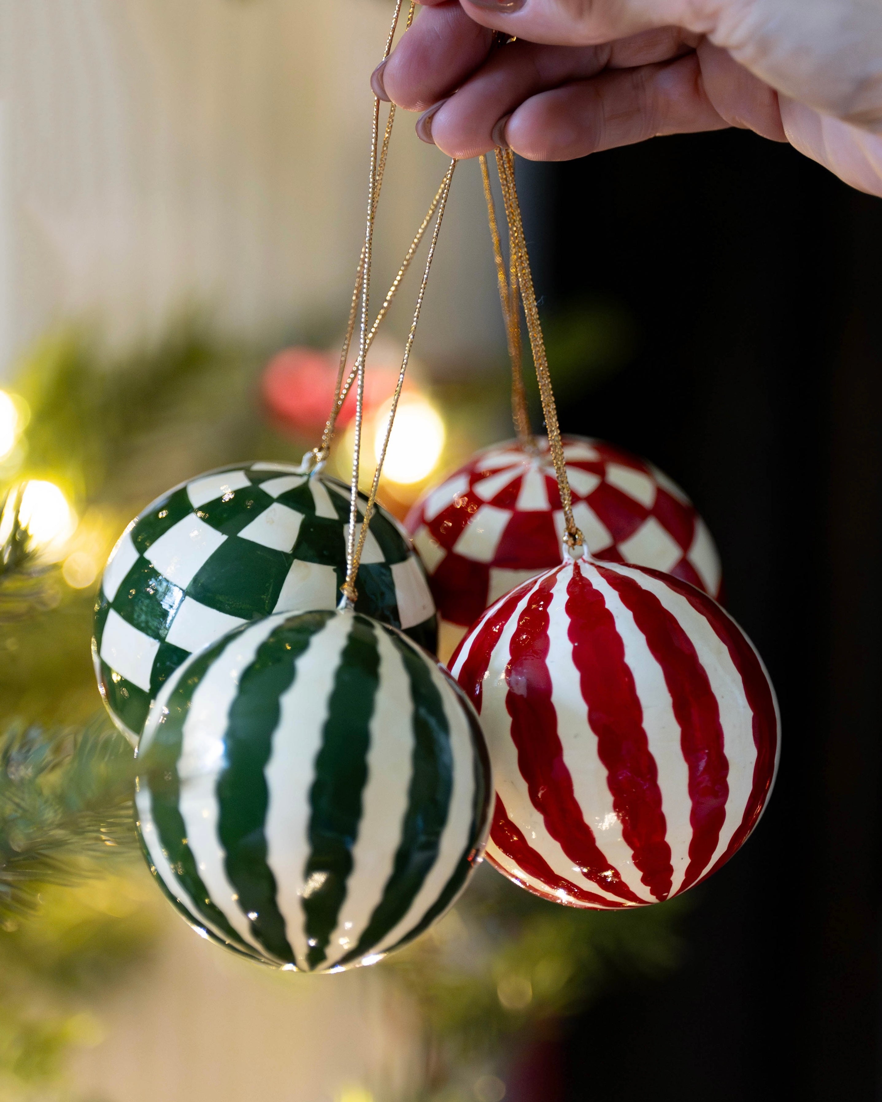 Handpainted Festive Baubles (Set of 4)