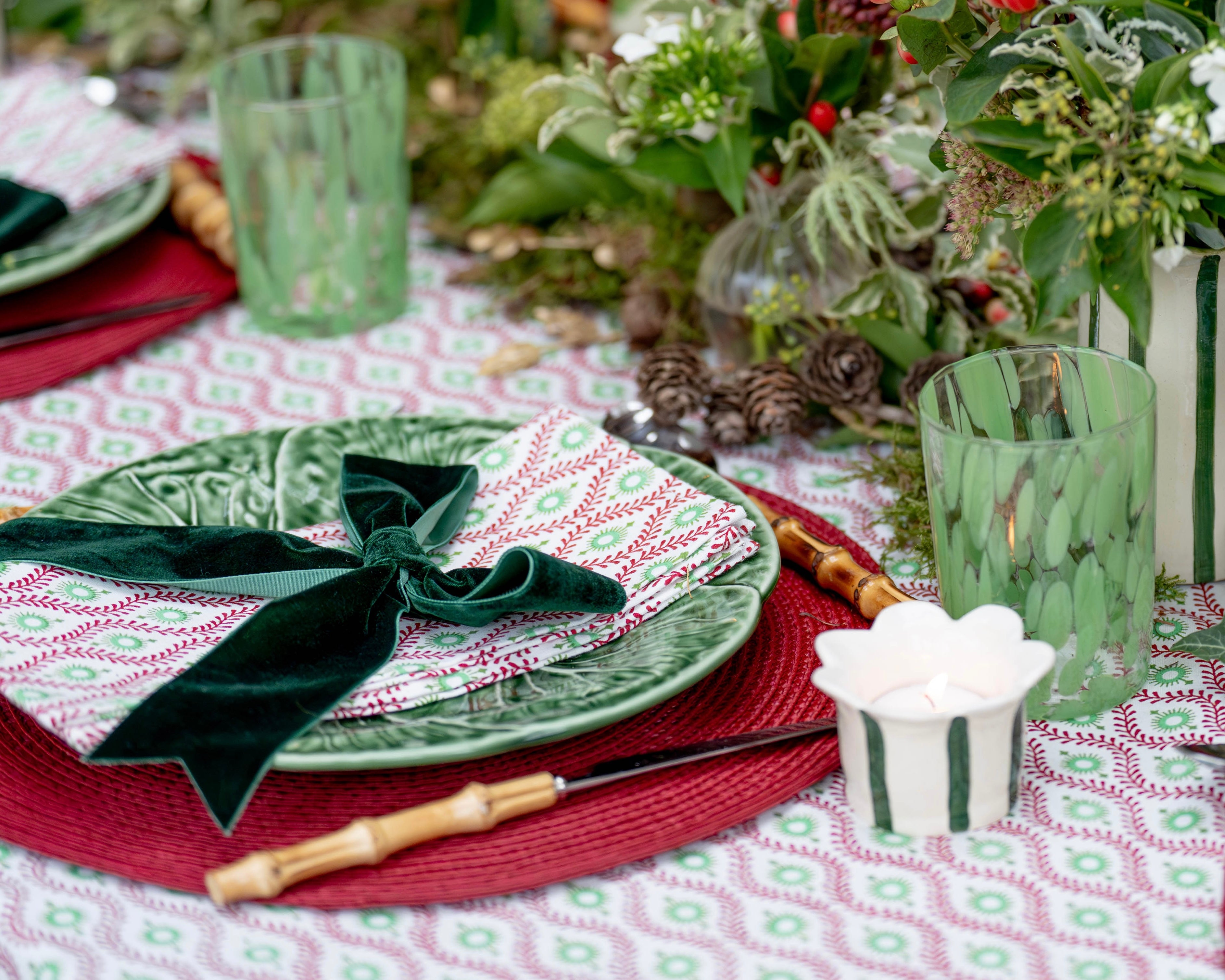 Festive Mila Handblocked Tablecloth