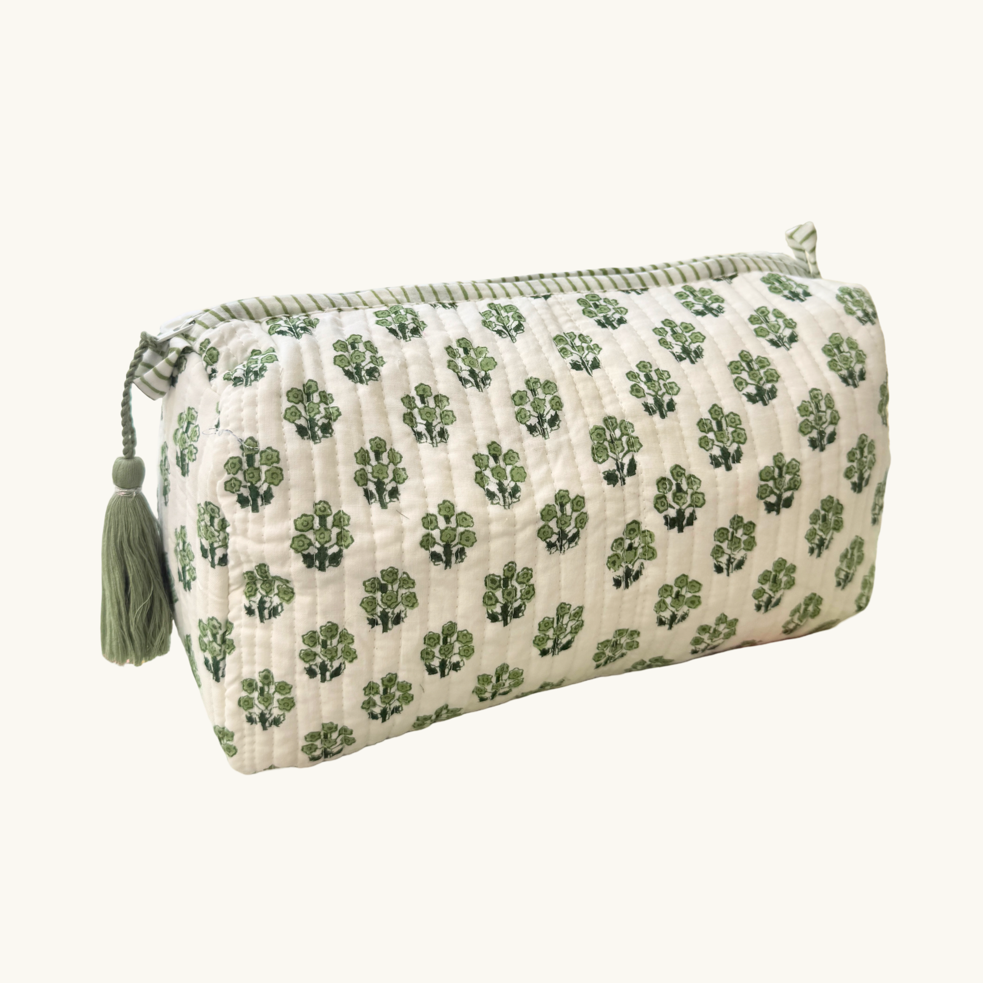 Green Daphne Handblocked Wash Bag