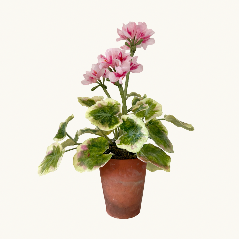 Pink Geranium Wax Paper Flower Pot
