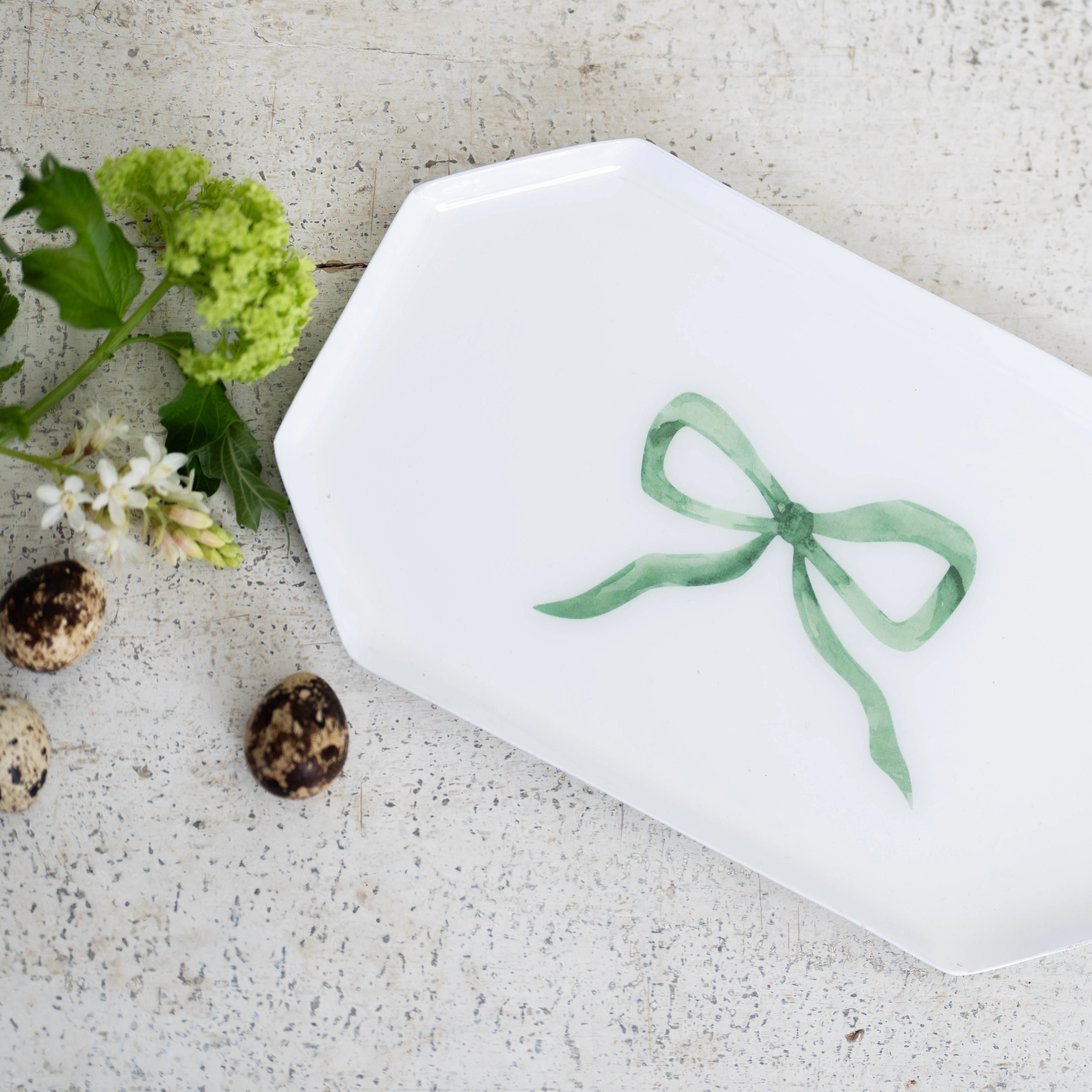 Green Bow Long Trinket Dish