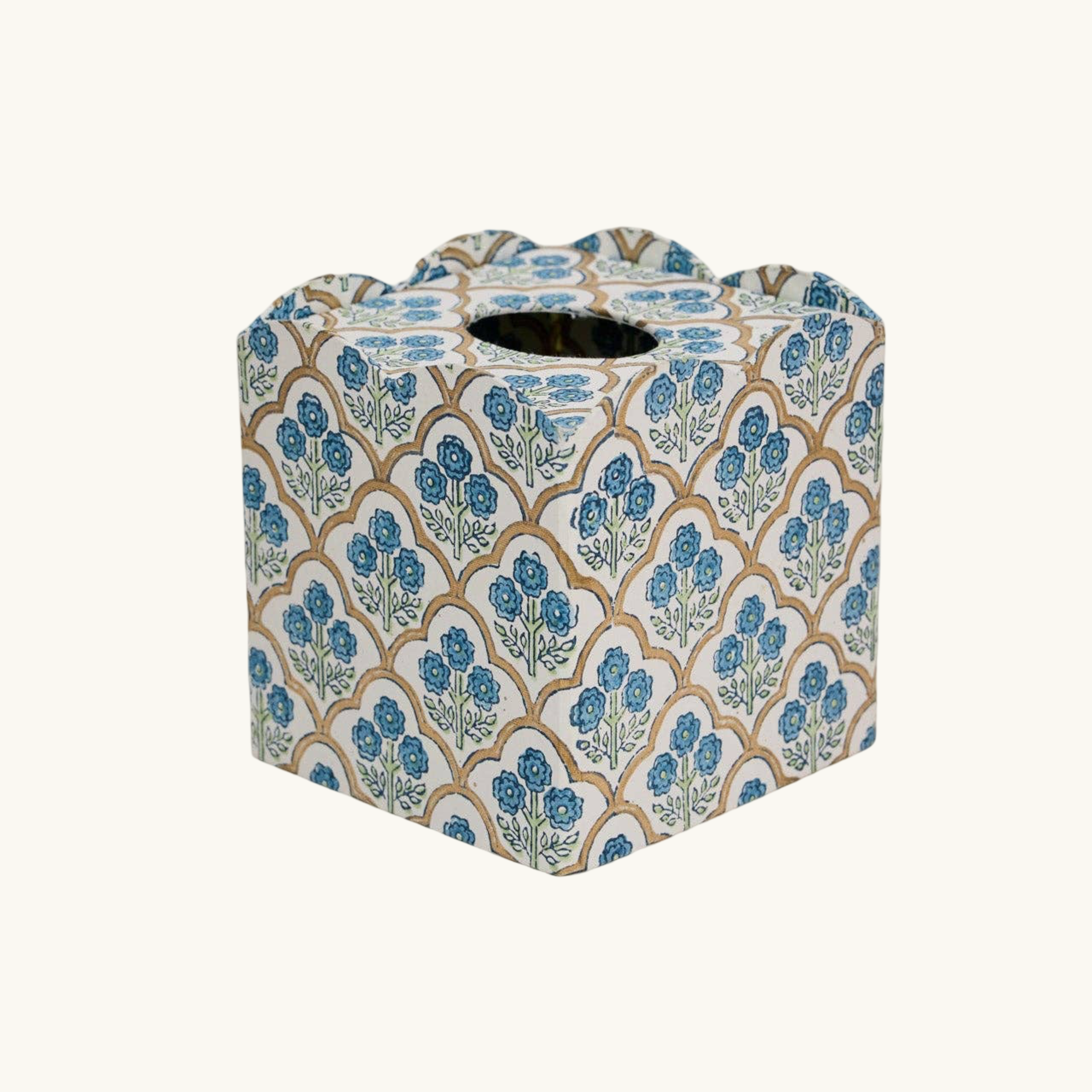 Blue Floral Trellis Tissue Box