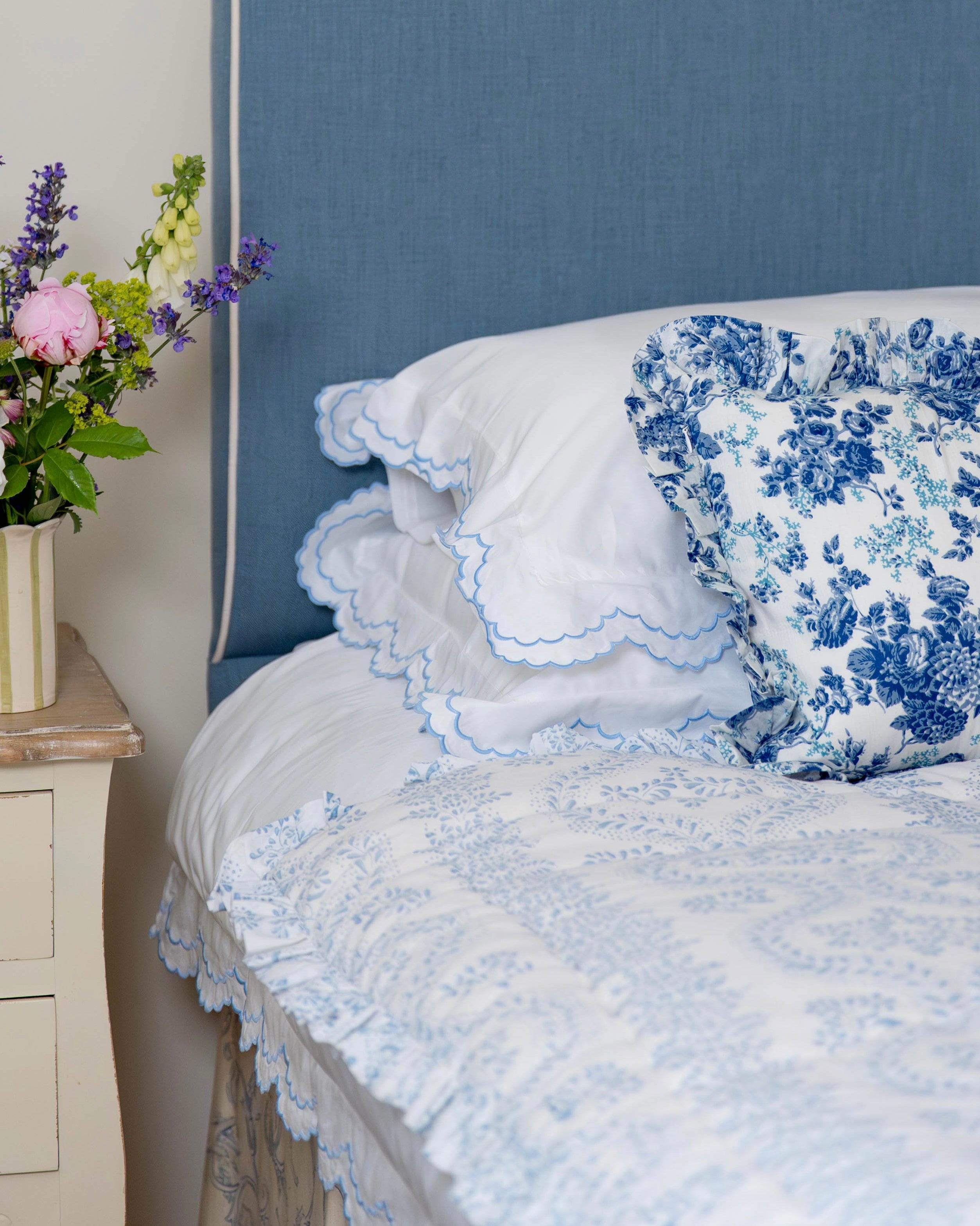 Blue Isabella Scalloped Duvet Cover