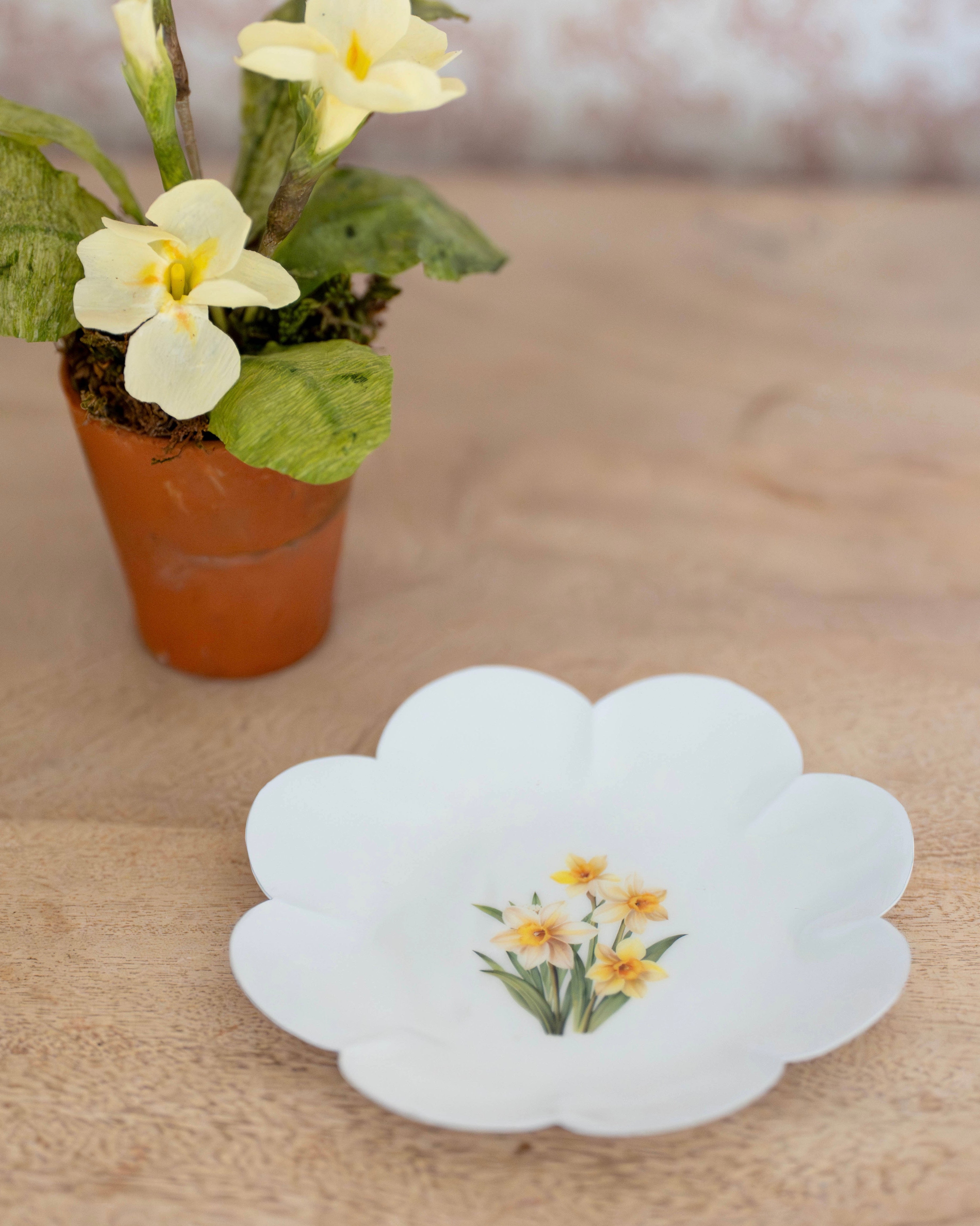 Daffodils Scalloped Round Trinket Dish