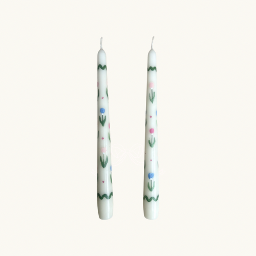 Spring Ric Rac Tulip Handpainted Candle (Single)