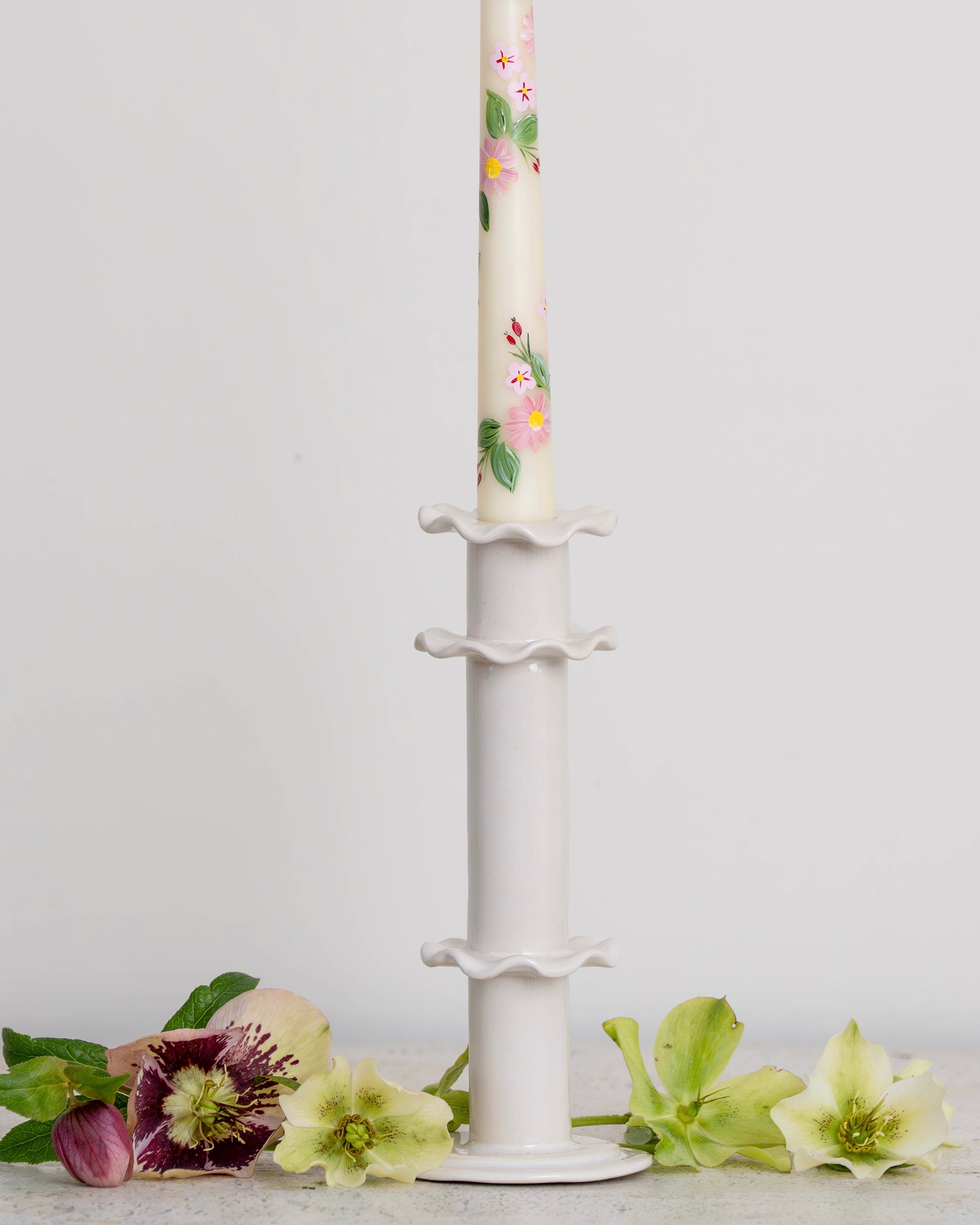 White Frilled Candlestick (Tall)