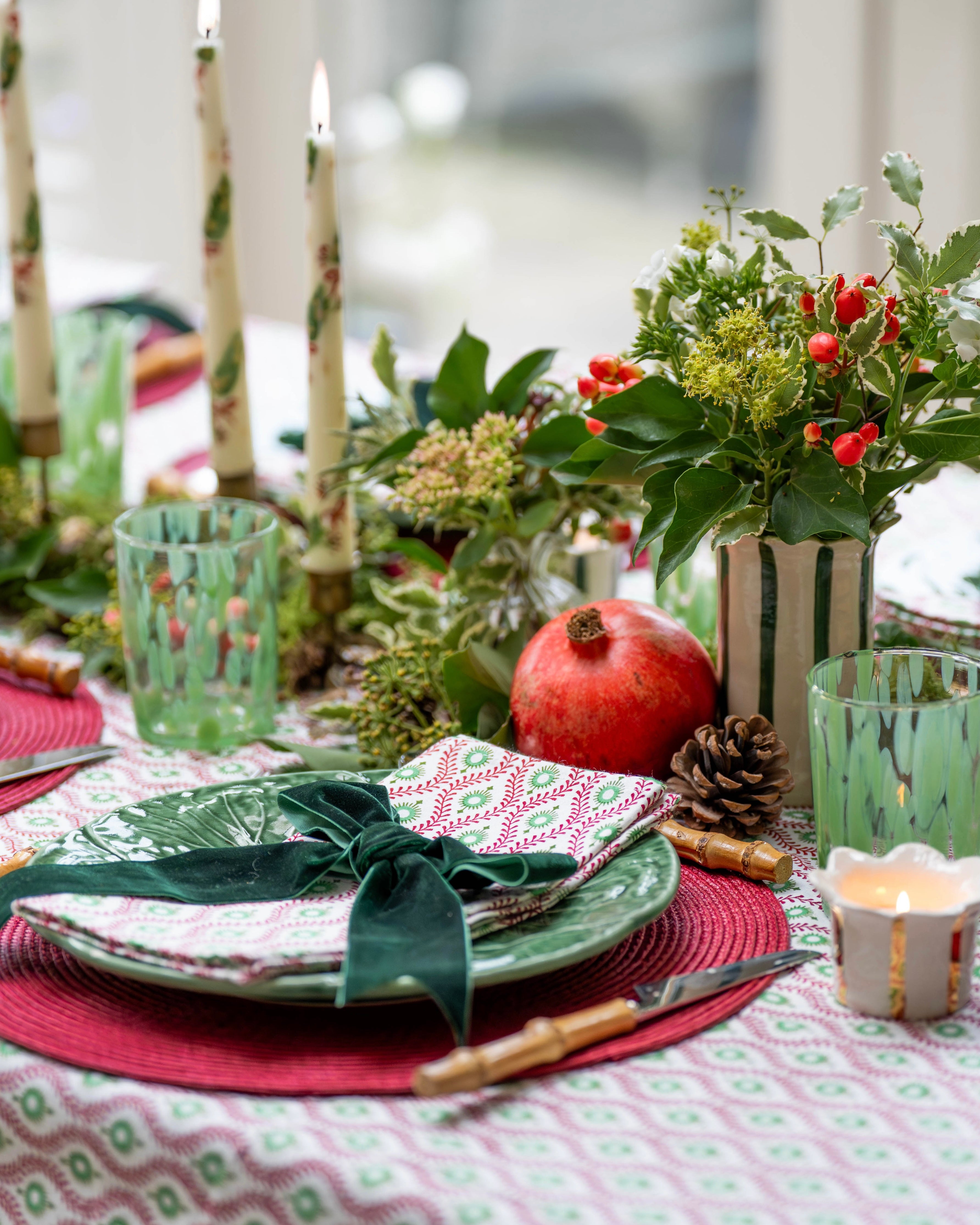 Festive Mila Handblocked Tablecloth