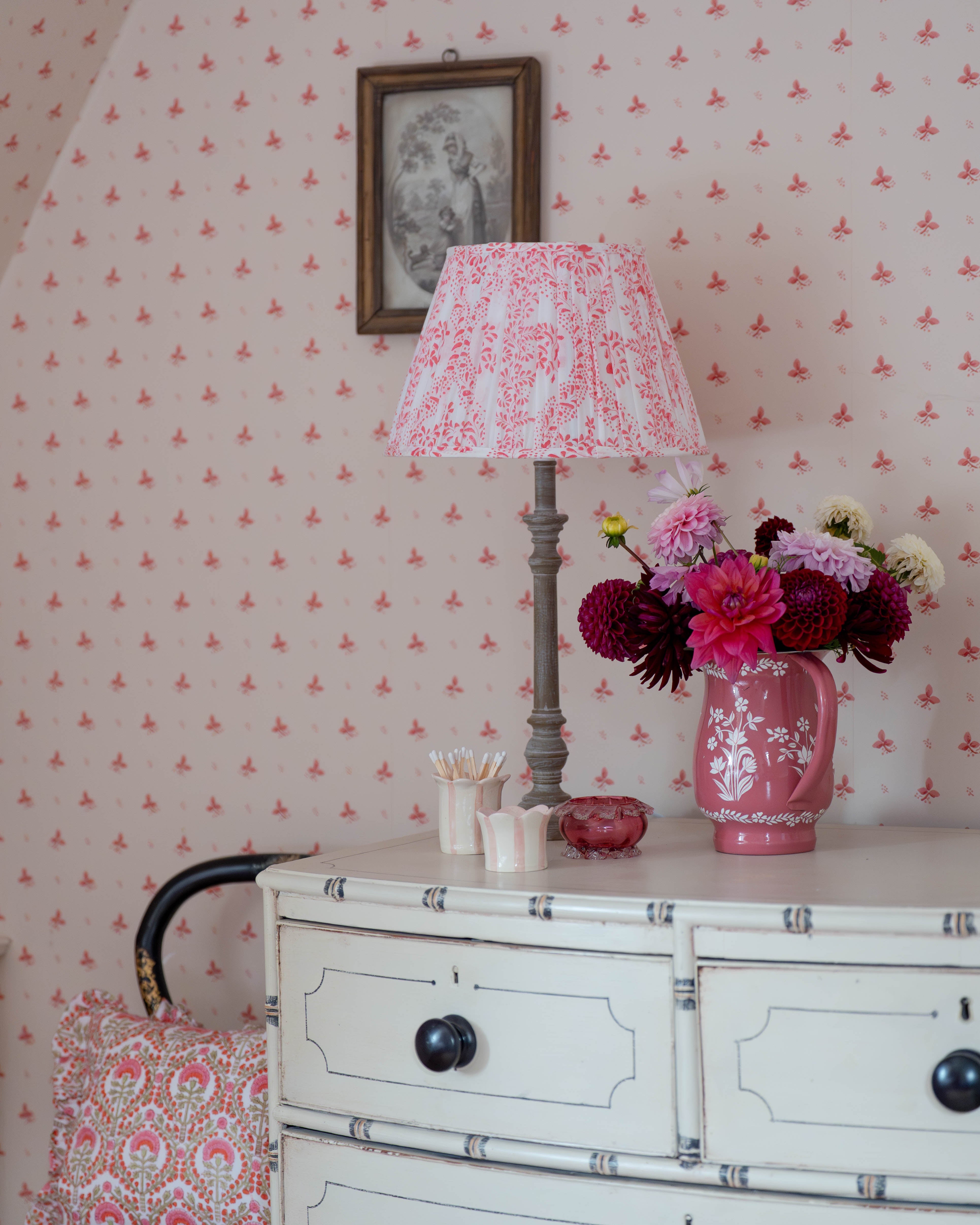 Pink Rosalie Handblocked Gathered Lampshade