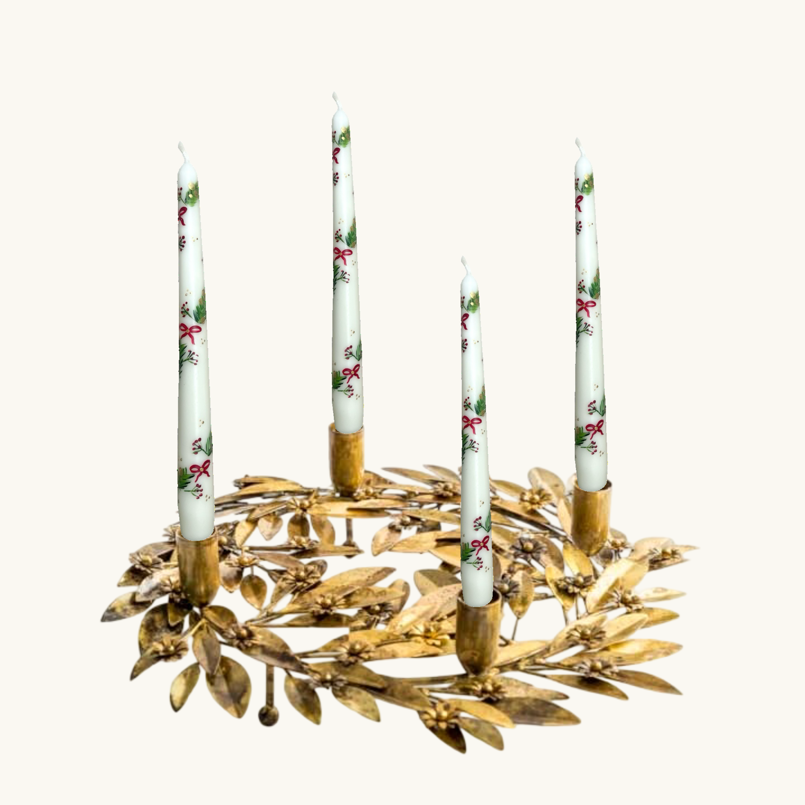 Antique Gold Wreath Candle Holder