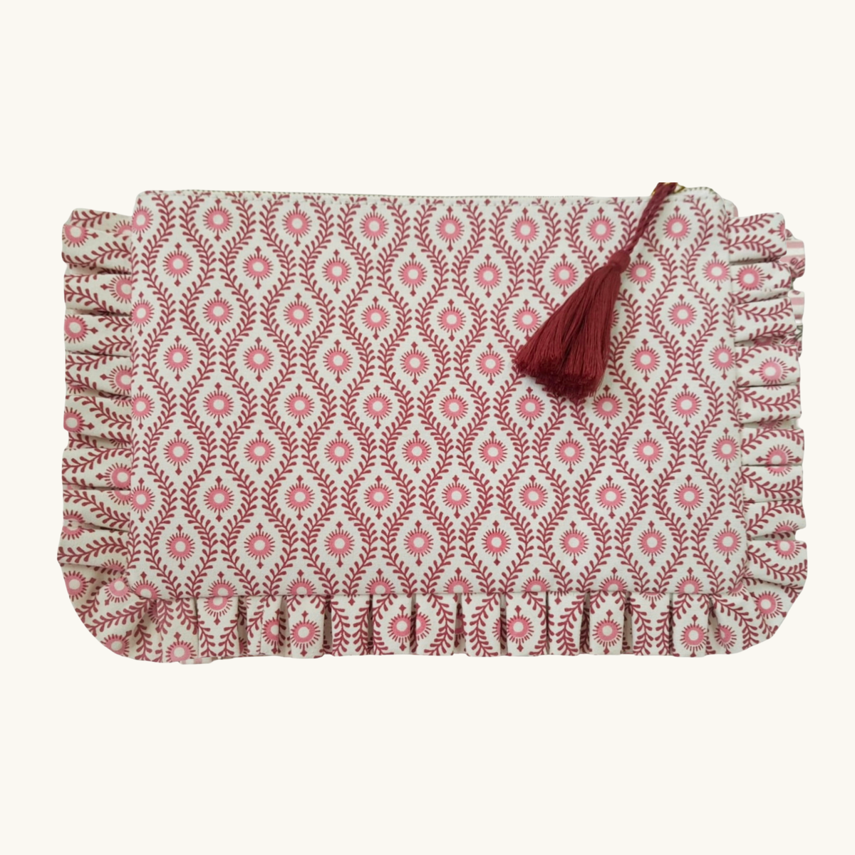 Pink Mila Frilled Canvas Pouch