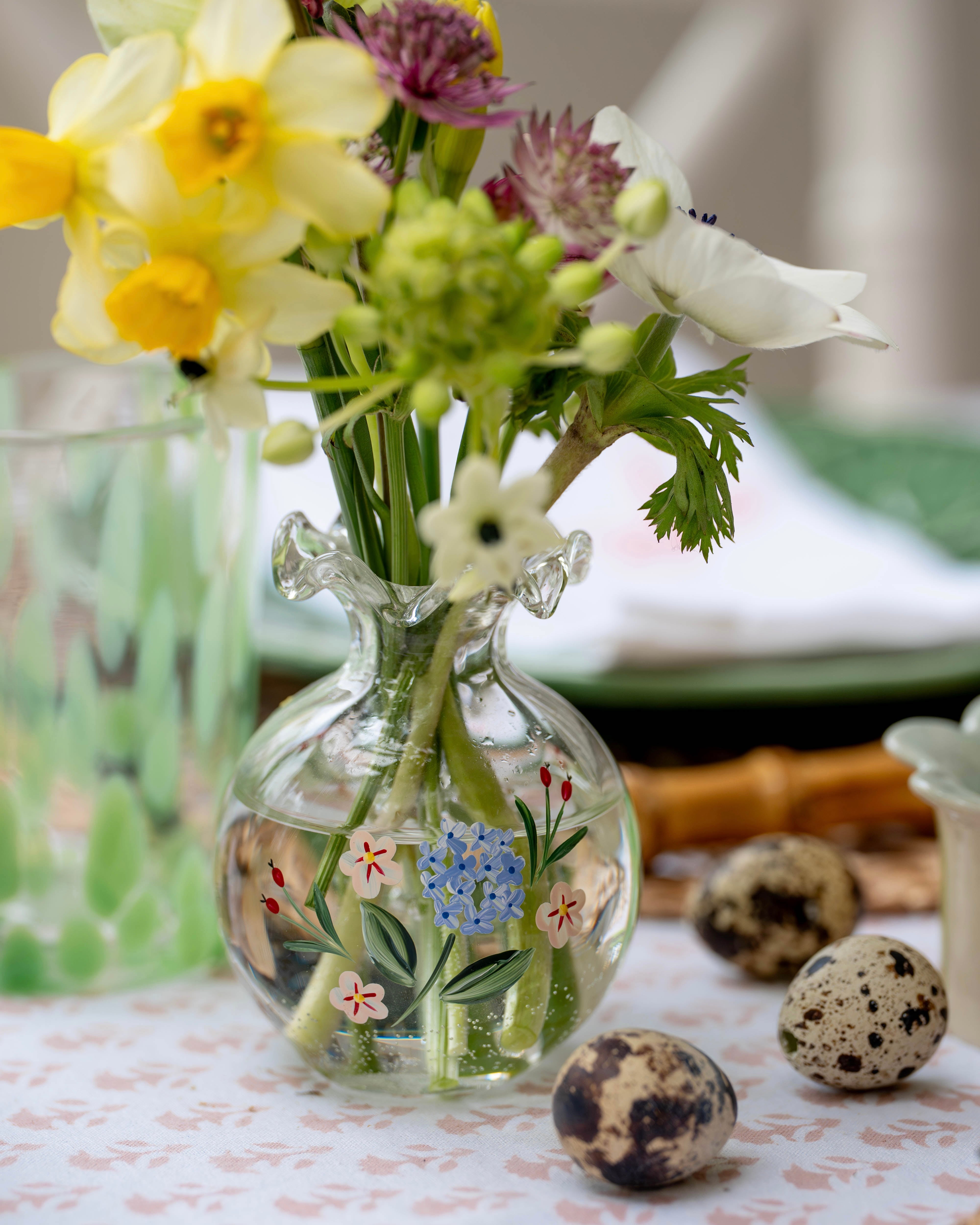 Blue Hydrangea and Rosehips Bud Vase